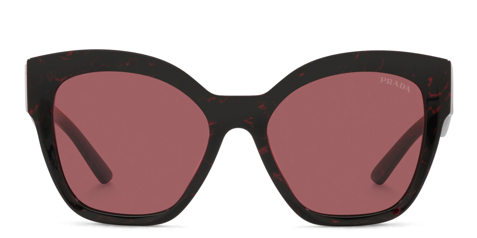 Shop PRADA Logo Square Sunglasses in Black online.