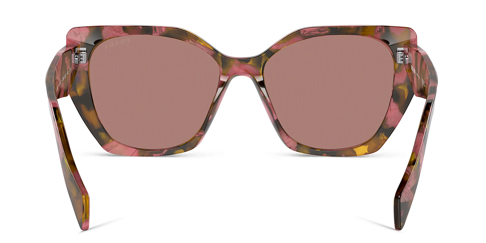 Shop PRADA Logo Pillow Sunglasses in Pink Havana online.