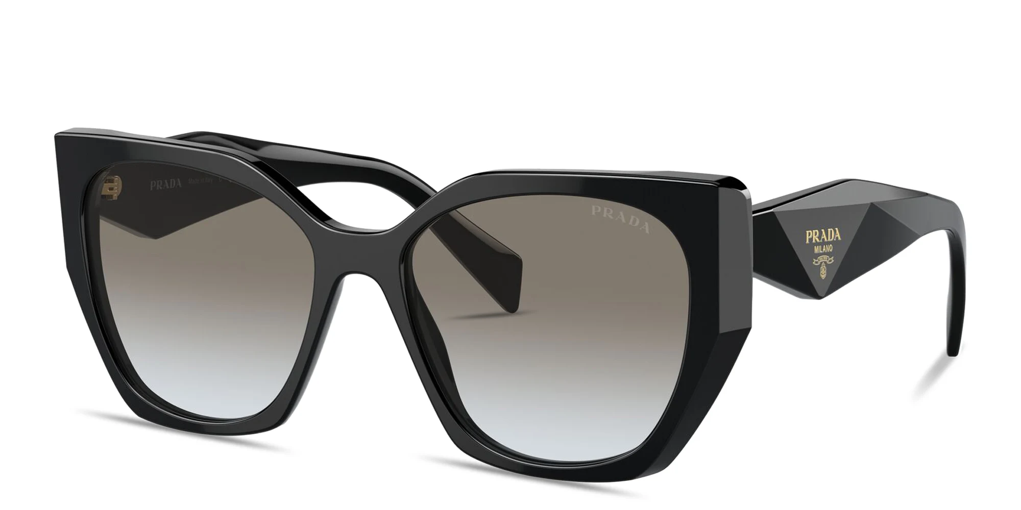 Shop PRADA Logo Signature Pillow Sunglasses in Black online.