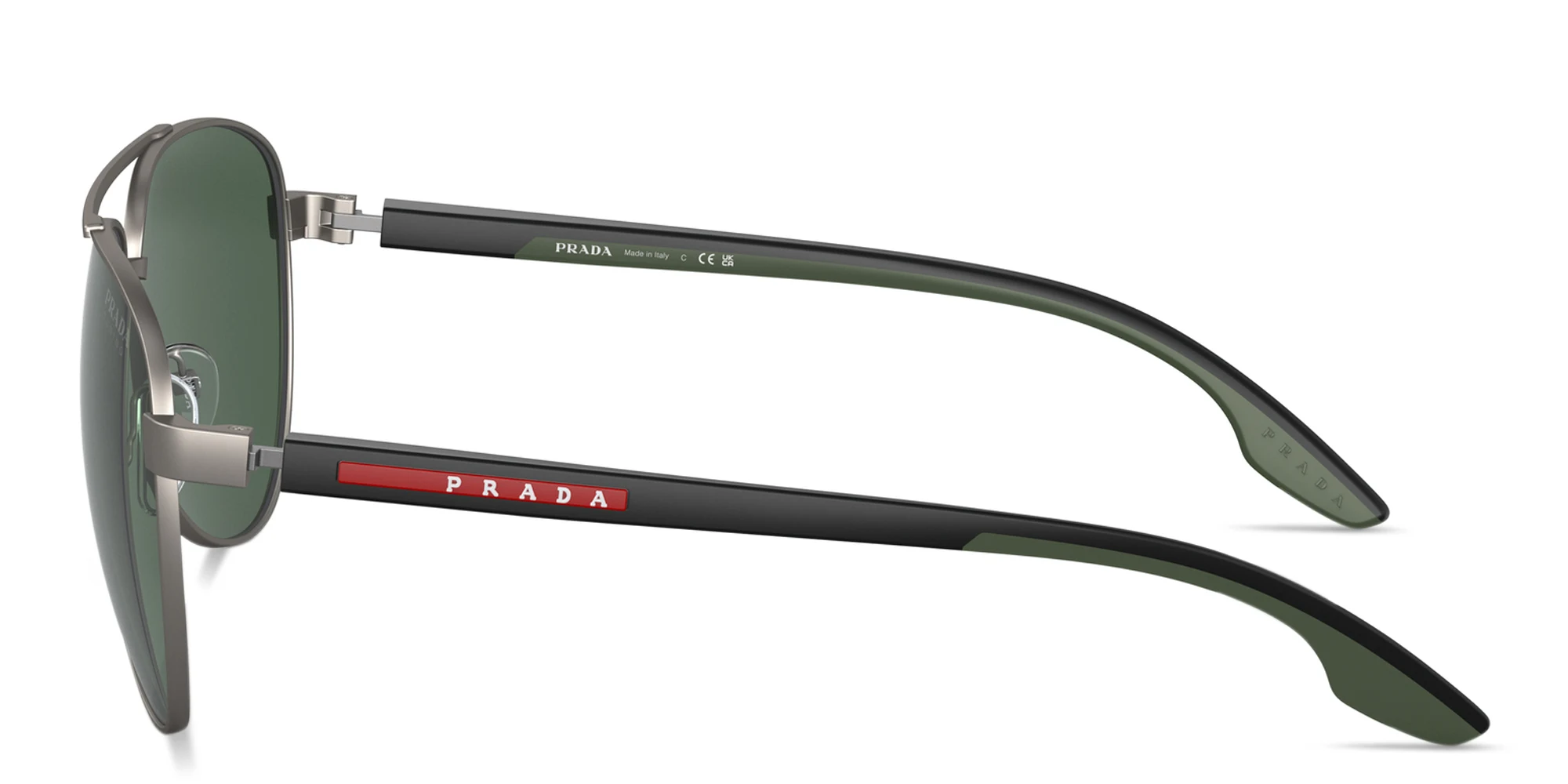 Shop Prada Linea Rossa Aviator Sunglasses in Silver online.