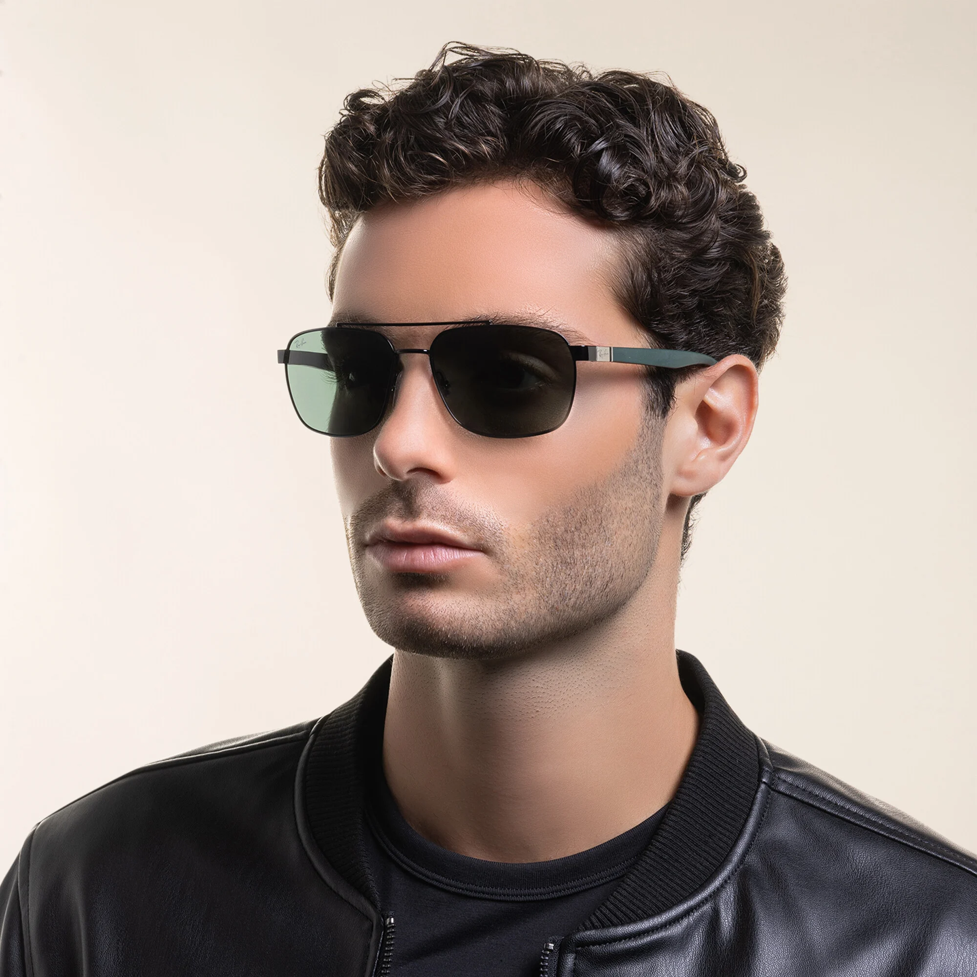 Shop Ray-Ban Rectangle Sunglasses in Black online.