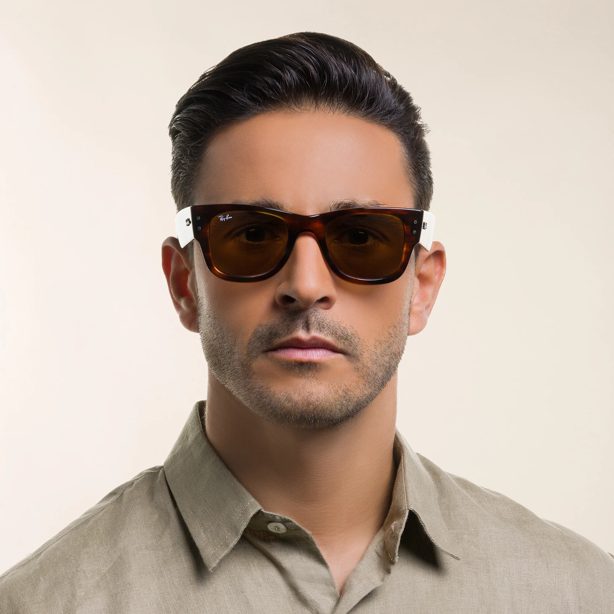 Shop Ray-Ban Mega Wayfarer Unisex Square Sunglasses in Striped Havana online.