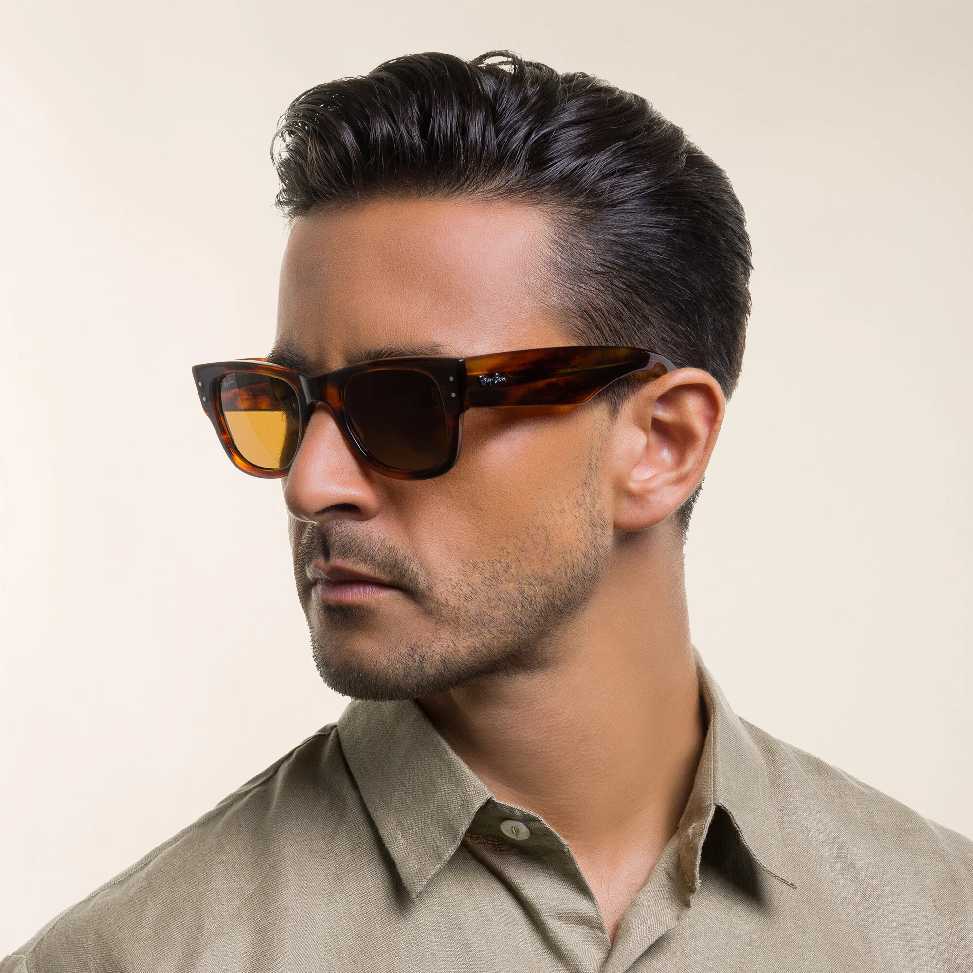 Shop Ray-Ban Mega Wayfarer Unisex Square Sunglasses in Striped Havana online.