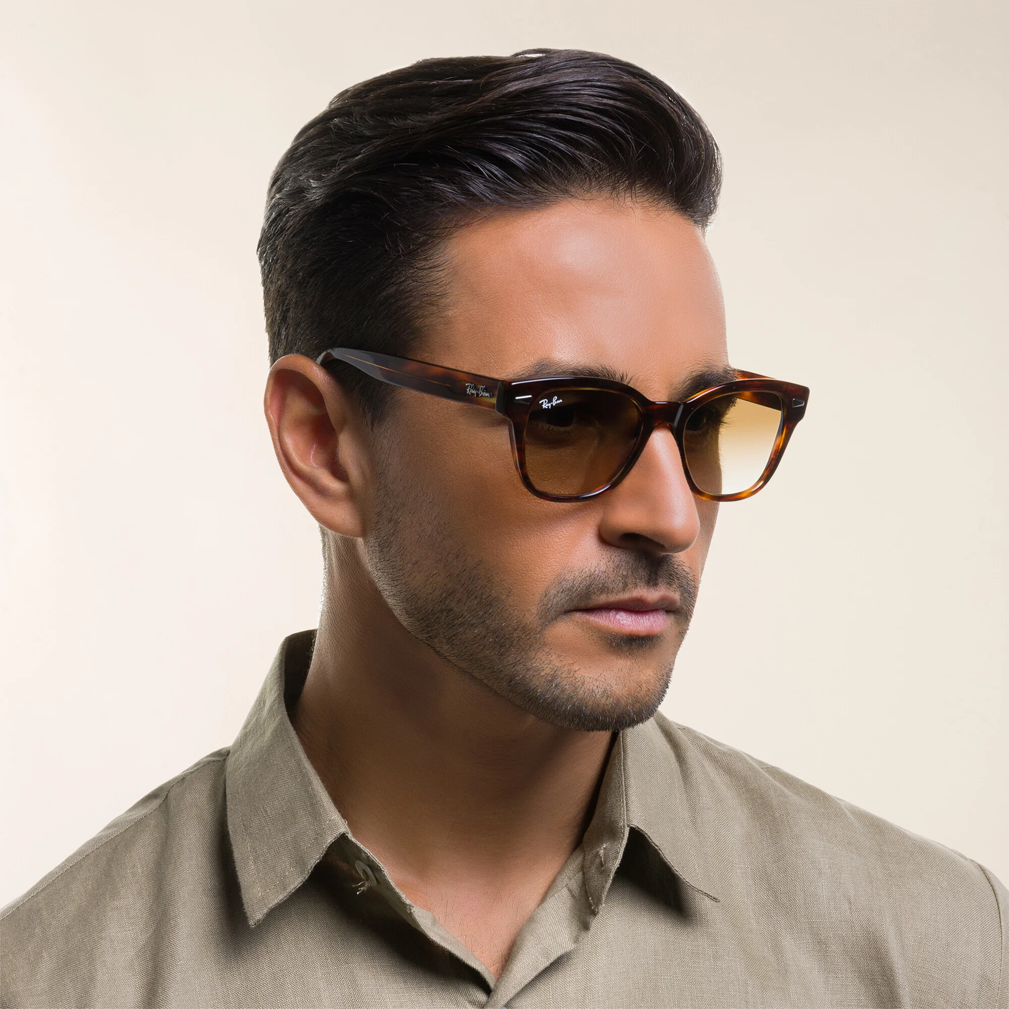 Shop Ray-Ban Unisex Square Sunglasses in Striped Havana online.
