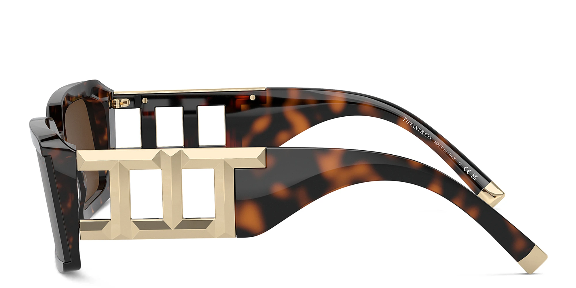 Shop TIFFANY T Motif Unisex Rectangle Sunglasses in Havana online.