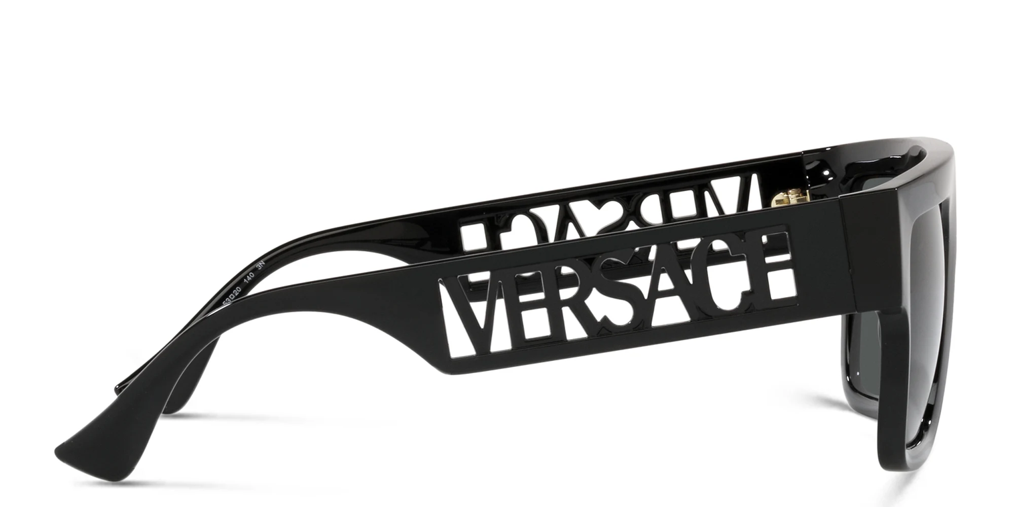 Shop VERSACE 90s Vintage Logo Sunglasses in Black online.