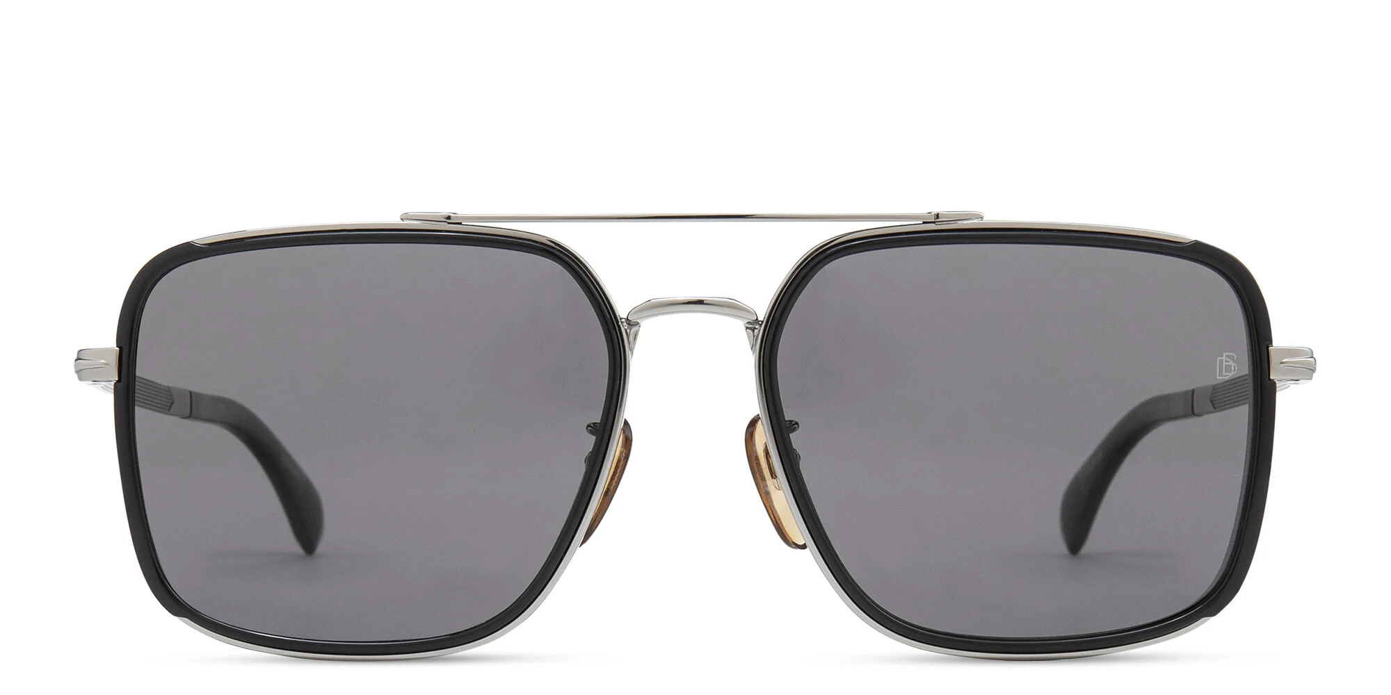 Shop DAVID BECKHAM Rectangle Sunglasses in Black Ruthenium online.