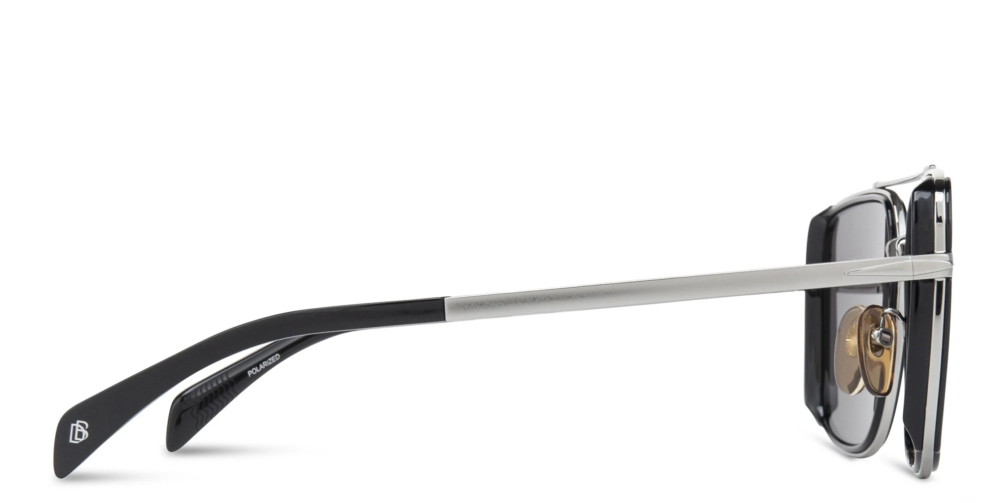Shop DAVID BECKHAM Rectangle Sunglasses in Black Ruthenium online.