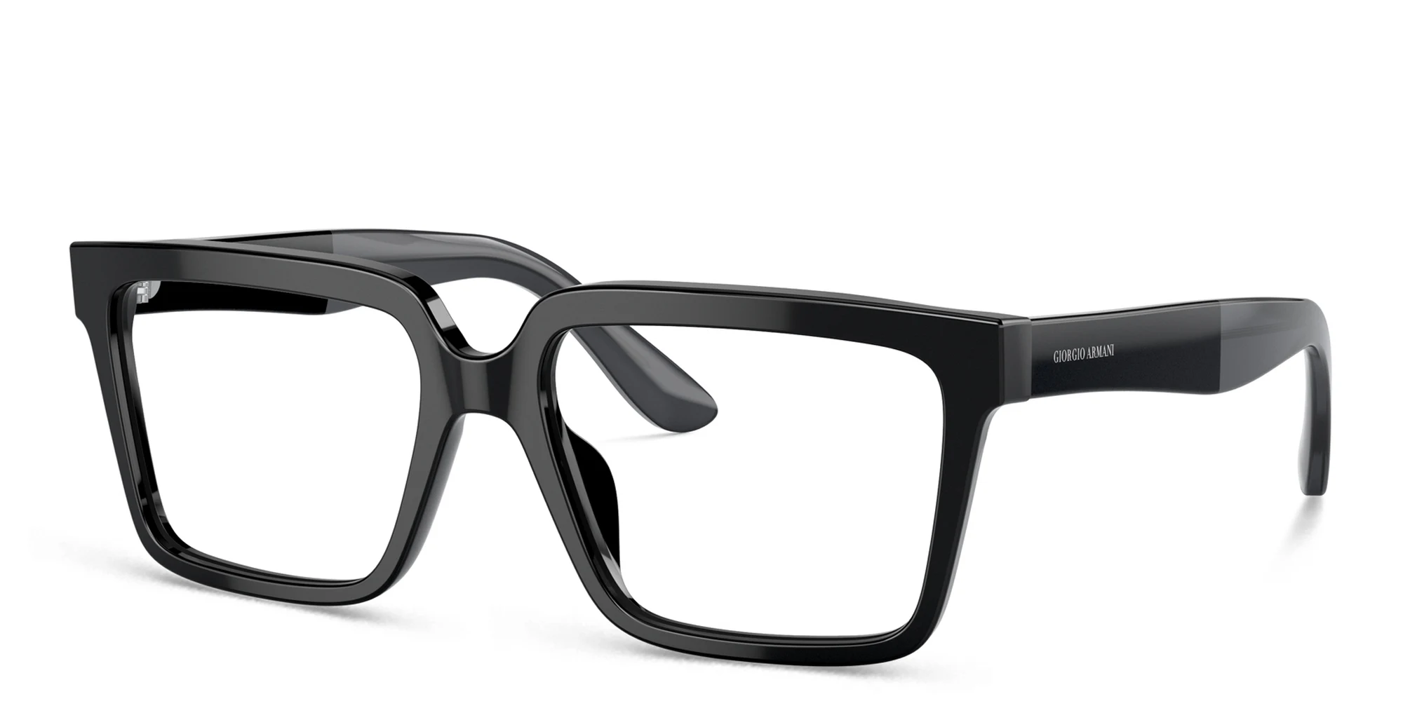 Shop GIORGIO ARMANI Wide Square Eyeglasses in Black online.