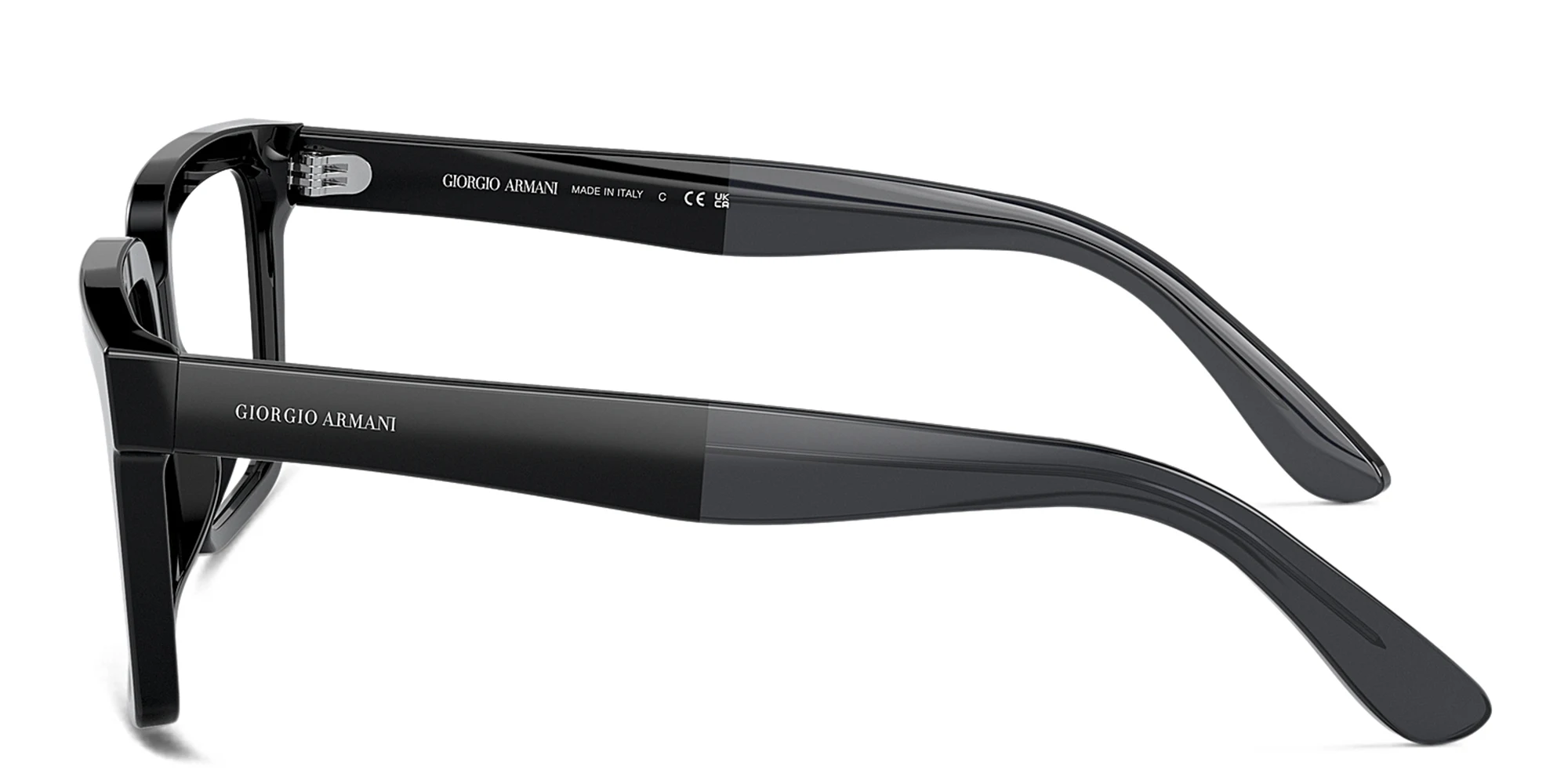 Shop GIORGIO ARMANI Wide Square Eyeglasses in Black online.