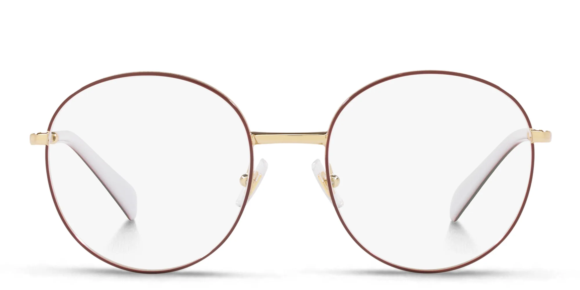 Shop MIU MIU Round Eyeglasses in Bordeaux online.