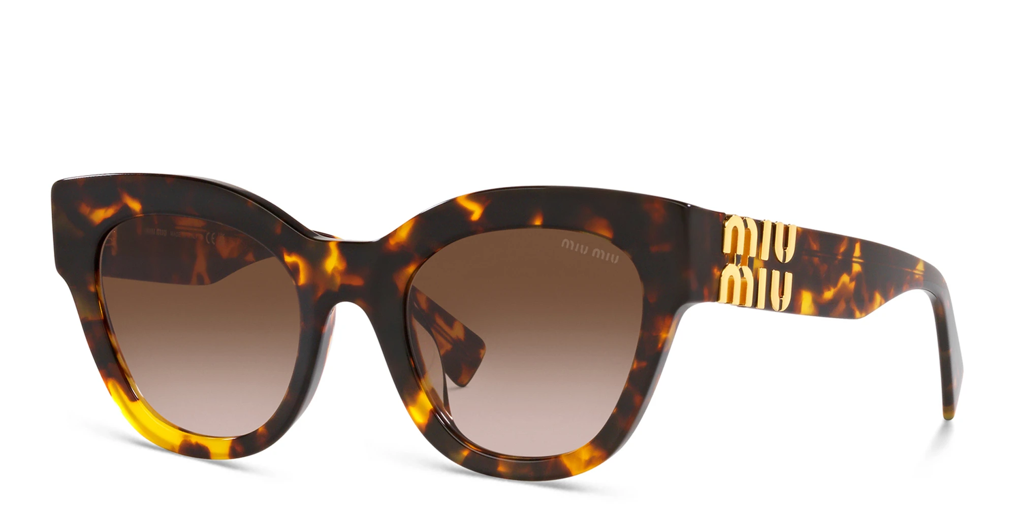 Shop MIU MIU Cat-Eye Sunglasses in Honey Havana online.