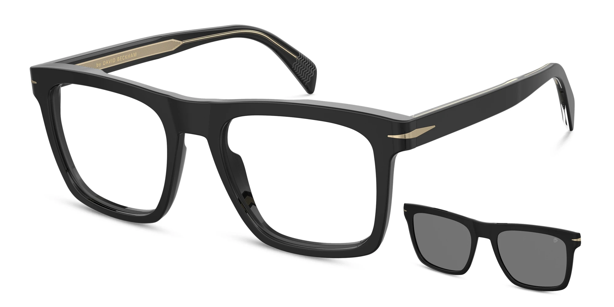 Shop DAVID BECKHAM Square Eyeglasses in Black online.