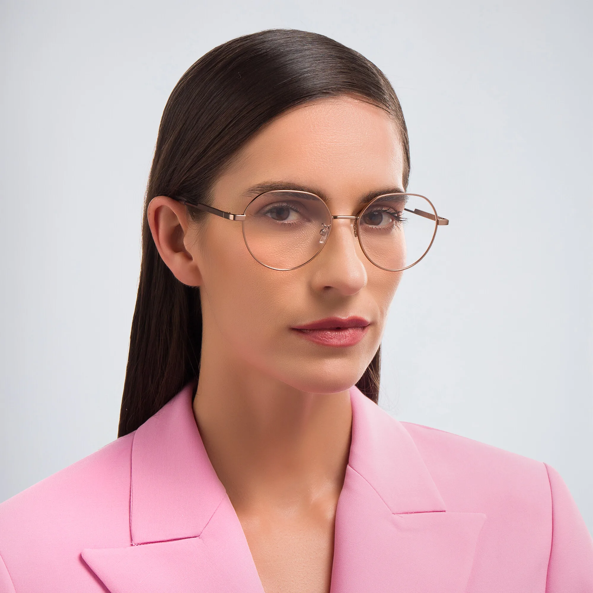 Shop BOTTEGA VENETA Unisex Round Eyeglasses in Gold online.