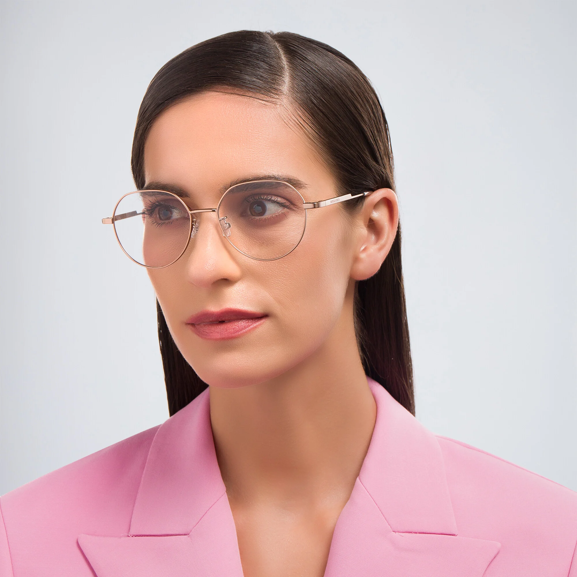 Shop BOTTEGA VENETA Unisex Round Eyeglasses in Gold online.