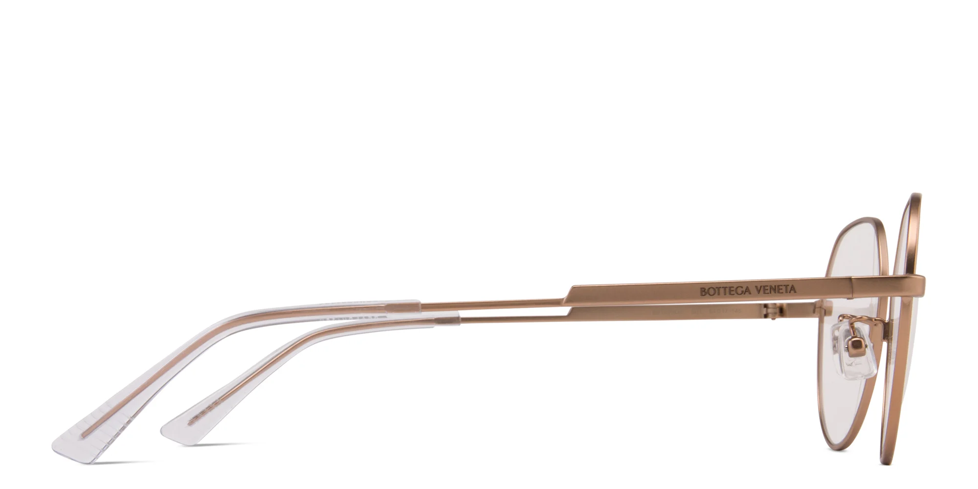 Shop BOTTEGA VENETA Unisex Round Eyeglasses in Gold online.