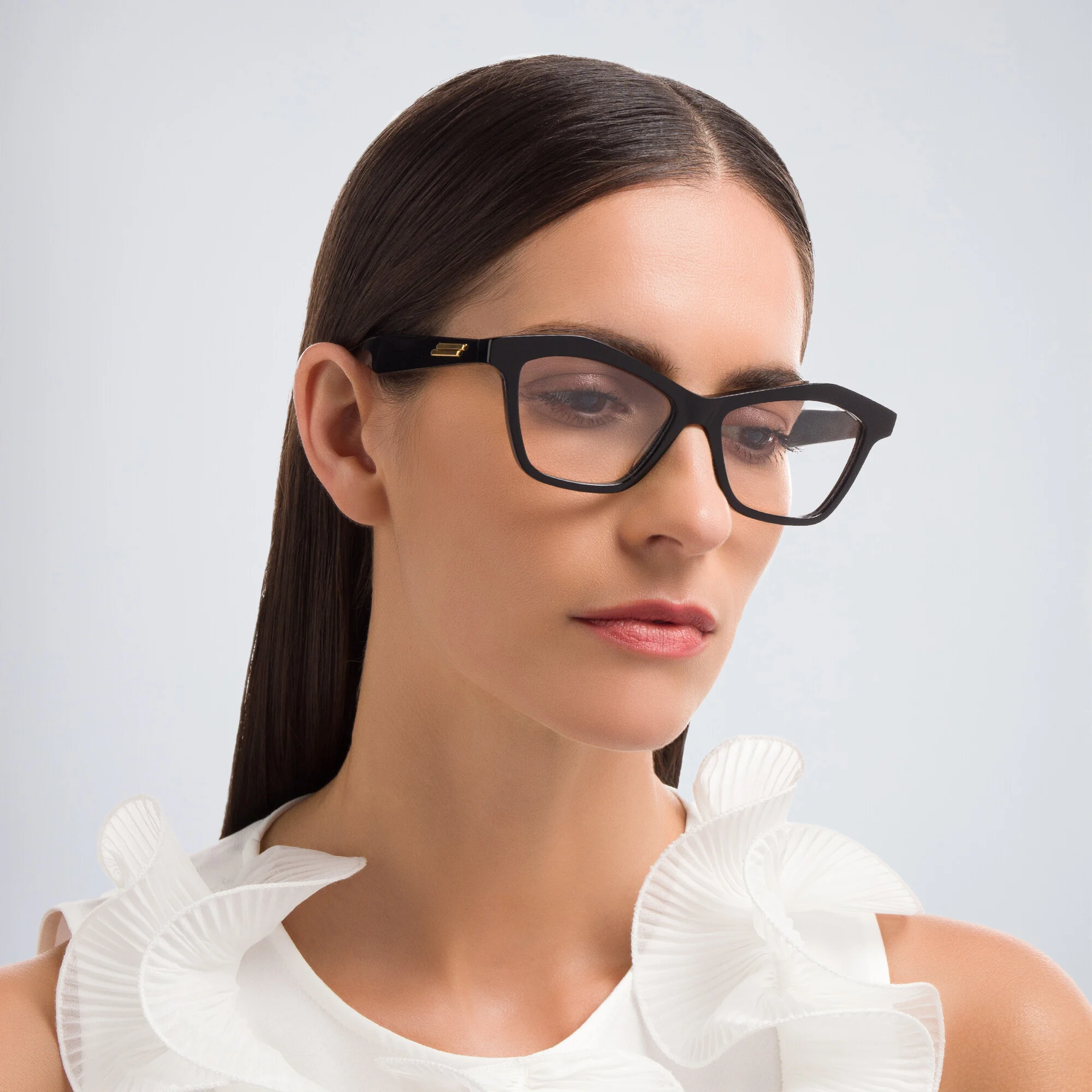 Shop BOTTEGA VENETA Cat-Eye Eyeglasses in Black online.