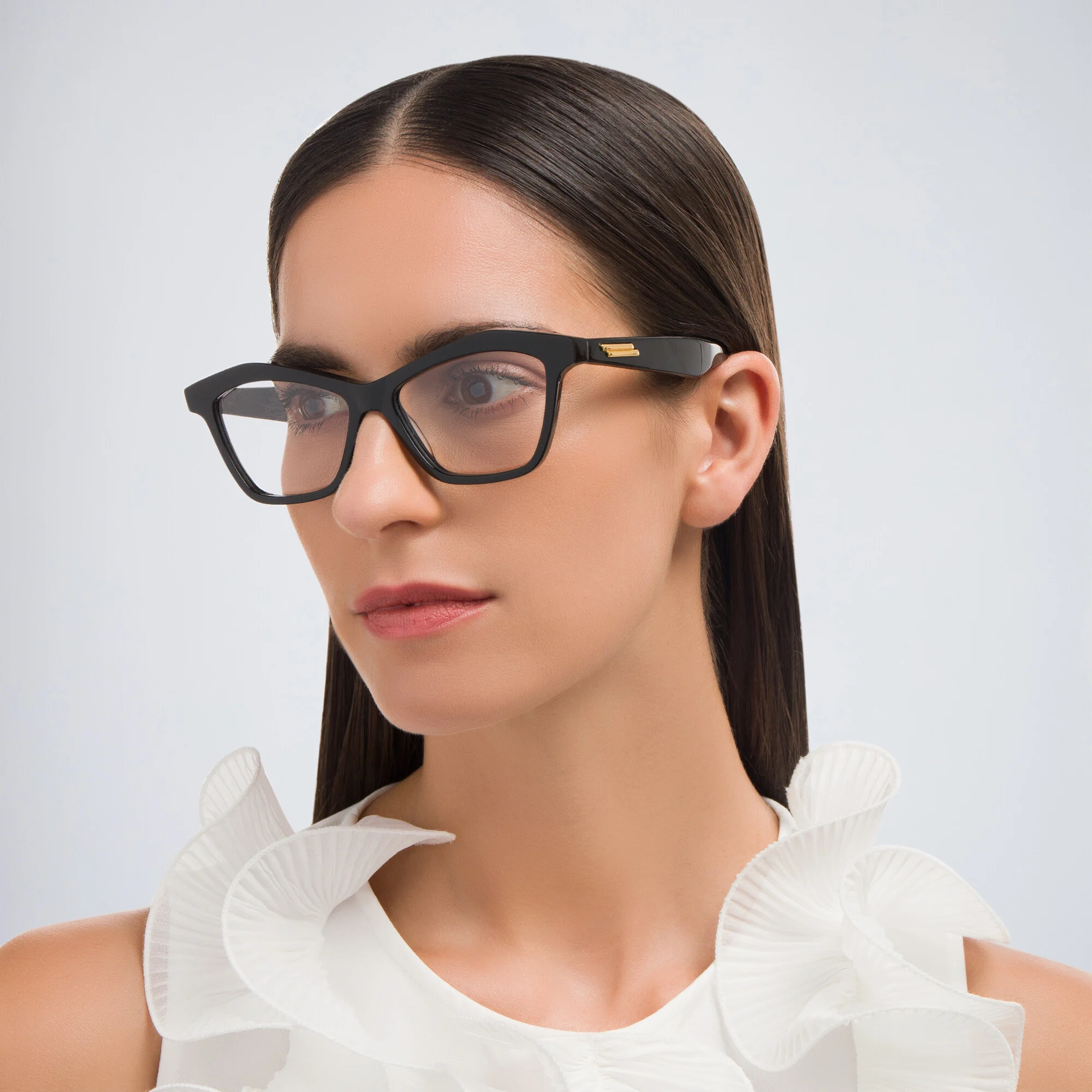 Shop BOTTEGA VENETA Cat-Eye Eyeglasses in Black online.