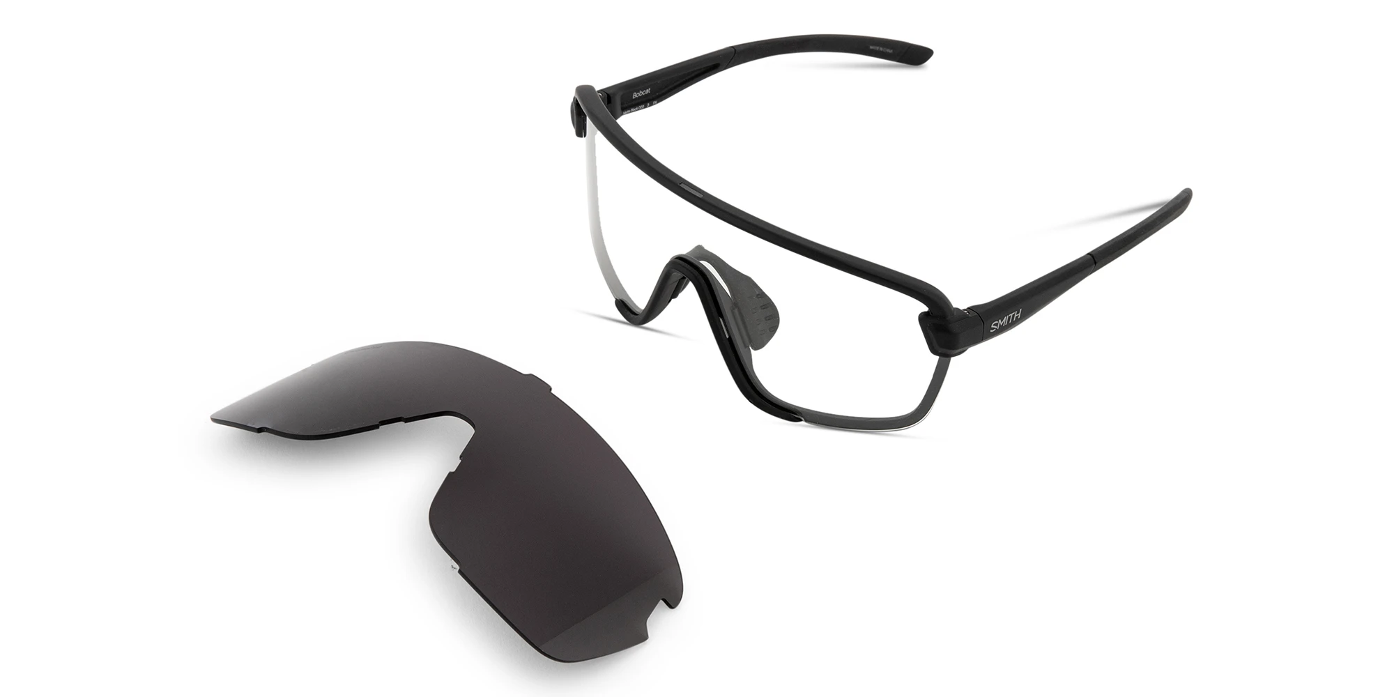Shop SMITH Unisex Wide Irregular Sunglasses in Black online.