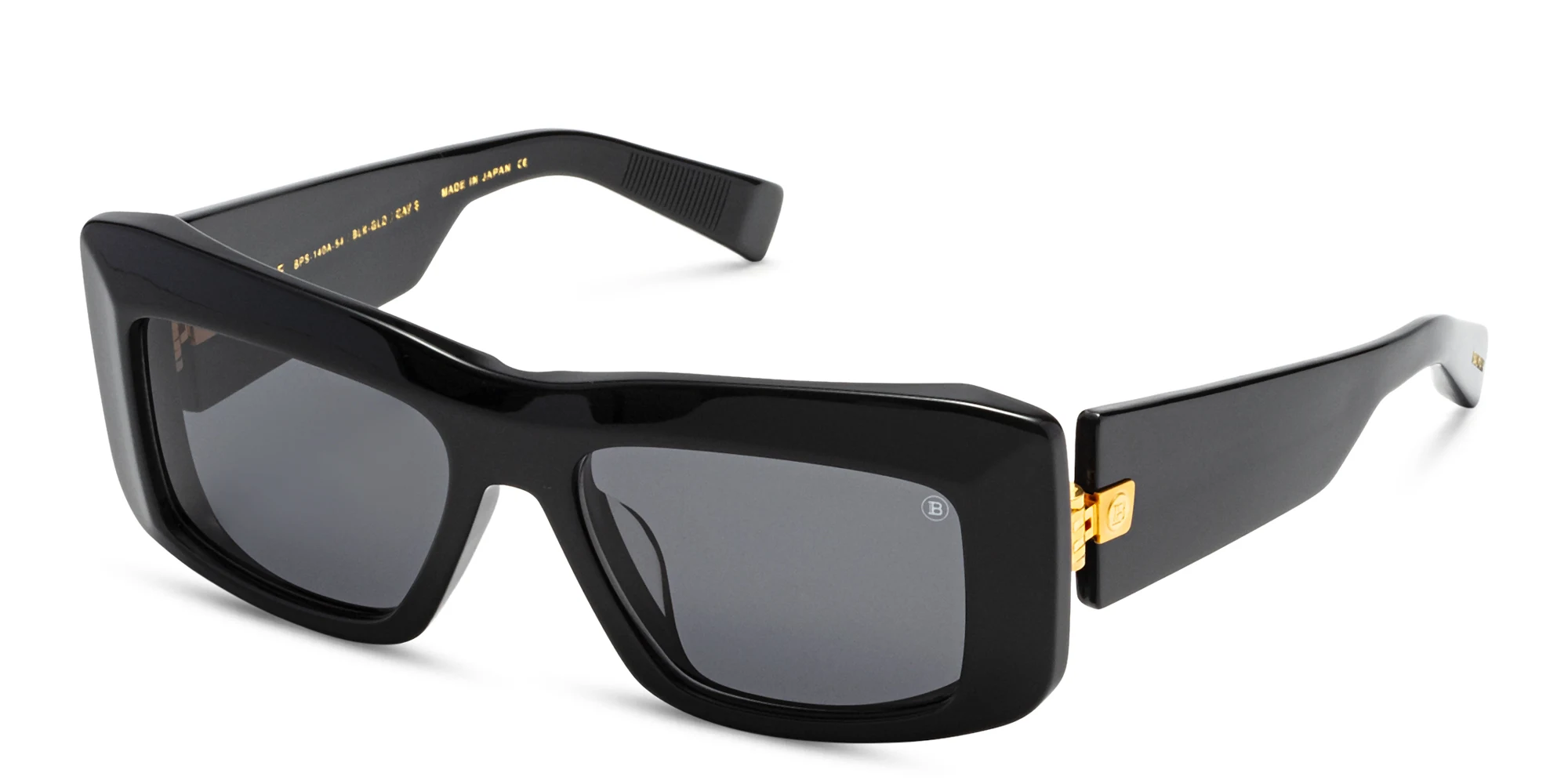 Shop BALMAIN Unisex Rectangle Sunglasses in Black online.