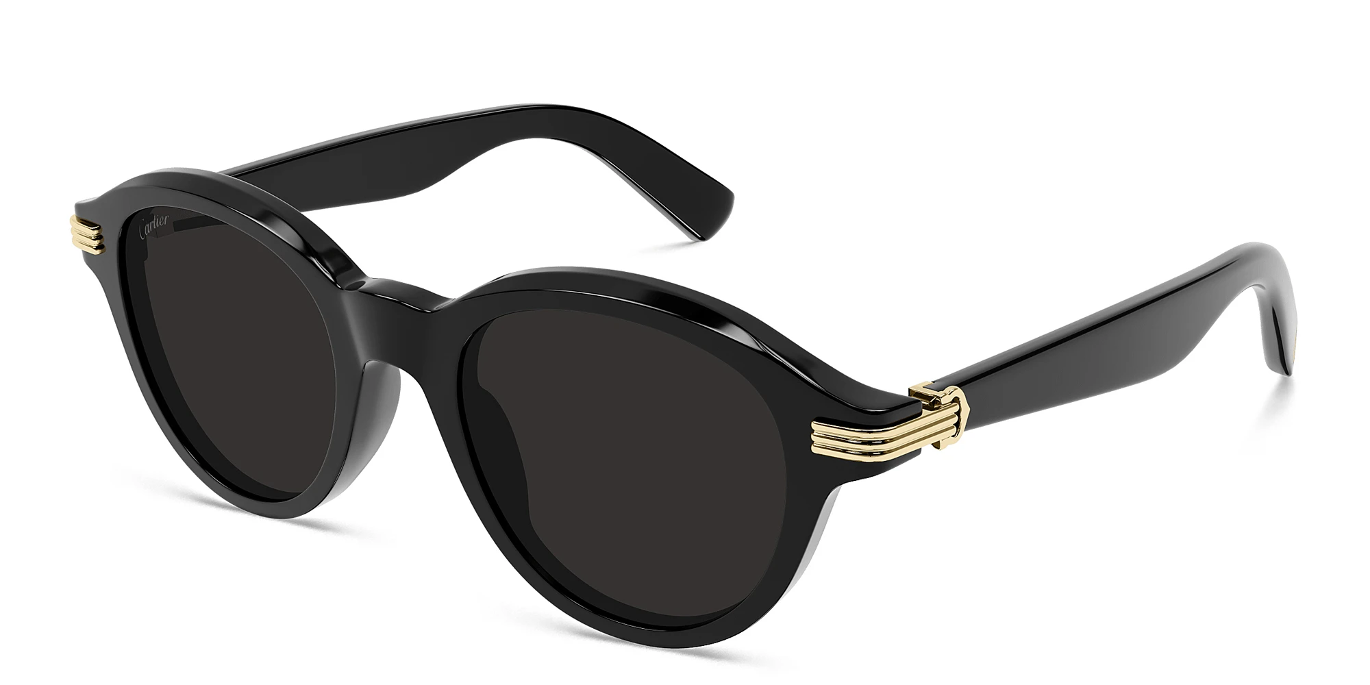 Shop Cartier Première de Cartier Round Sunglasses in Black online.