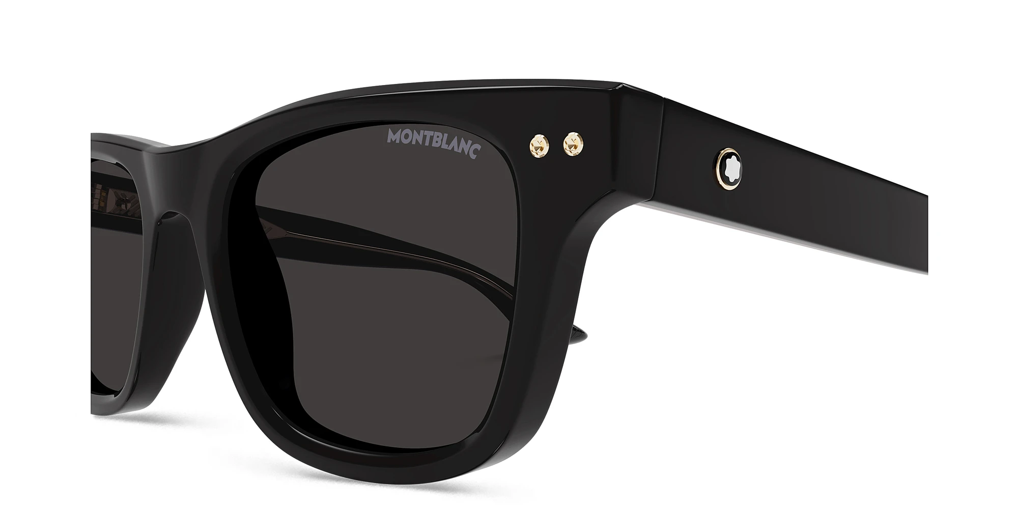 Shop MONTBLANC Rectangle Sunglasses in Black online.