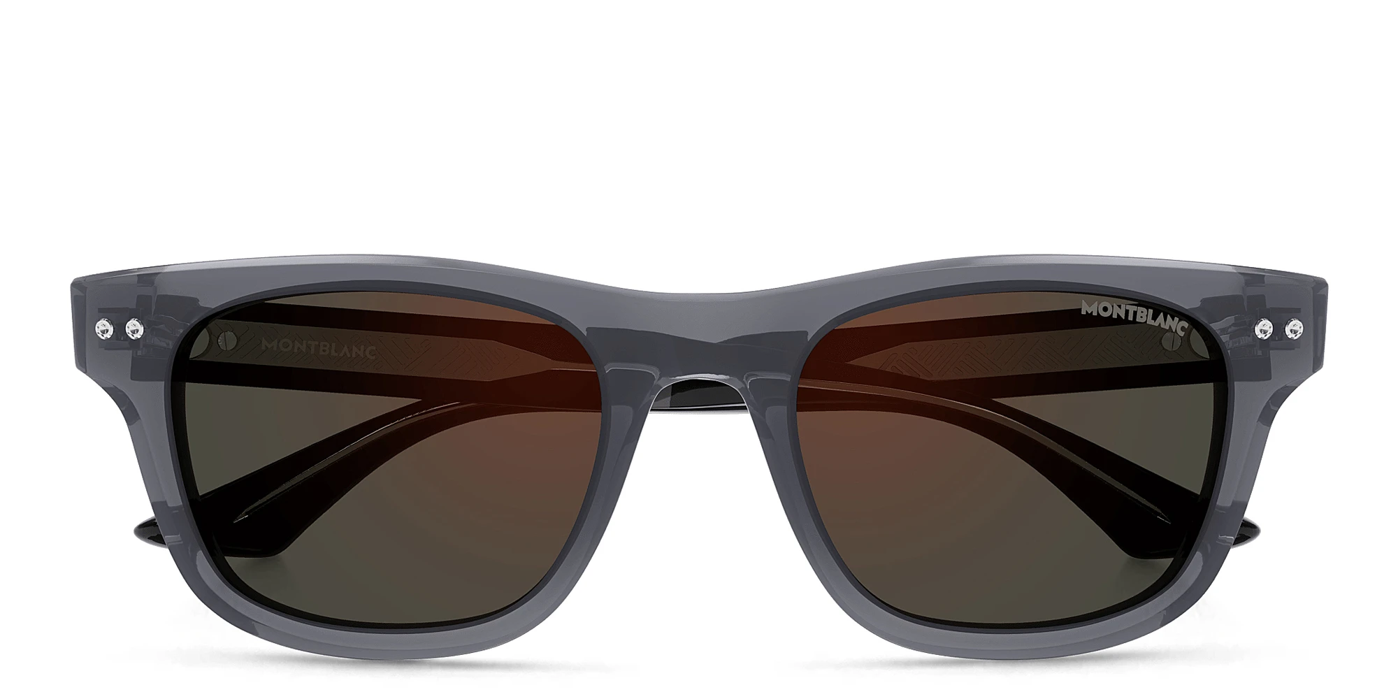 Shop MONTBLANC Rectangle Sunglasses in Grey online.
