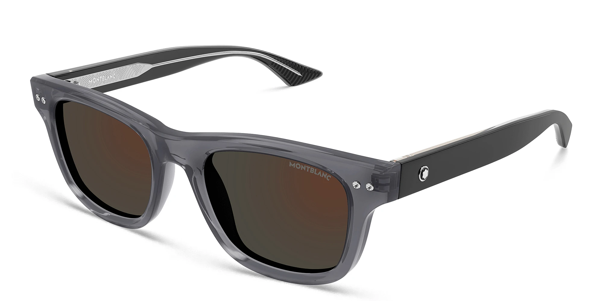 Shop MONTBLANC Rectangle Sunglasses in Grey online.