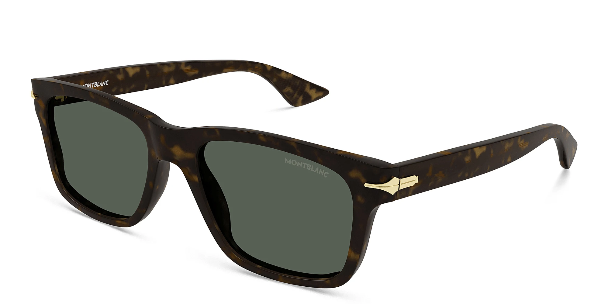 Shop MONTBLANC Rectangle Sunglasses in Havana online.
