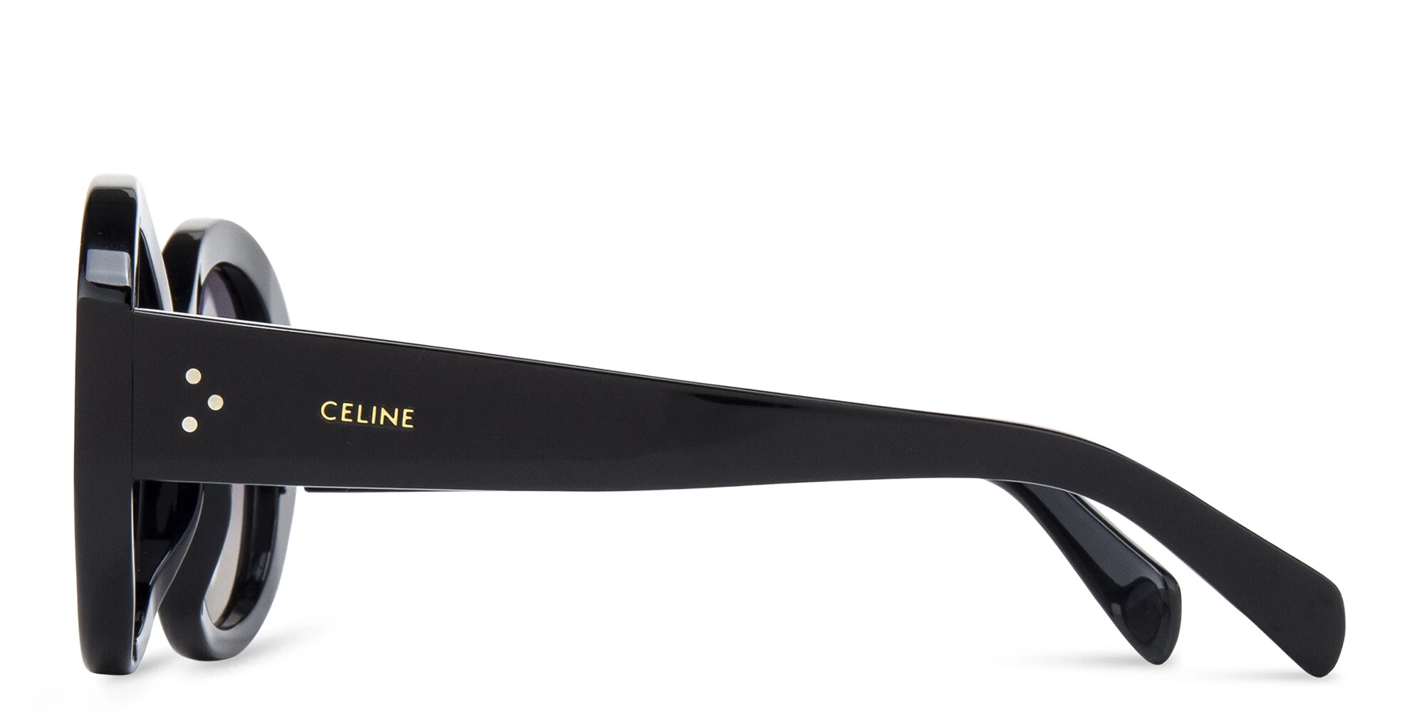 Shop CELINE CELINE 3 Dots Round Sunglasses in Black online.