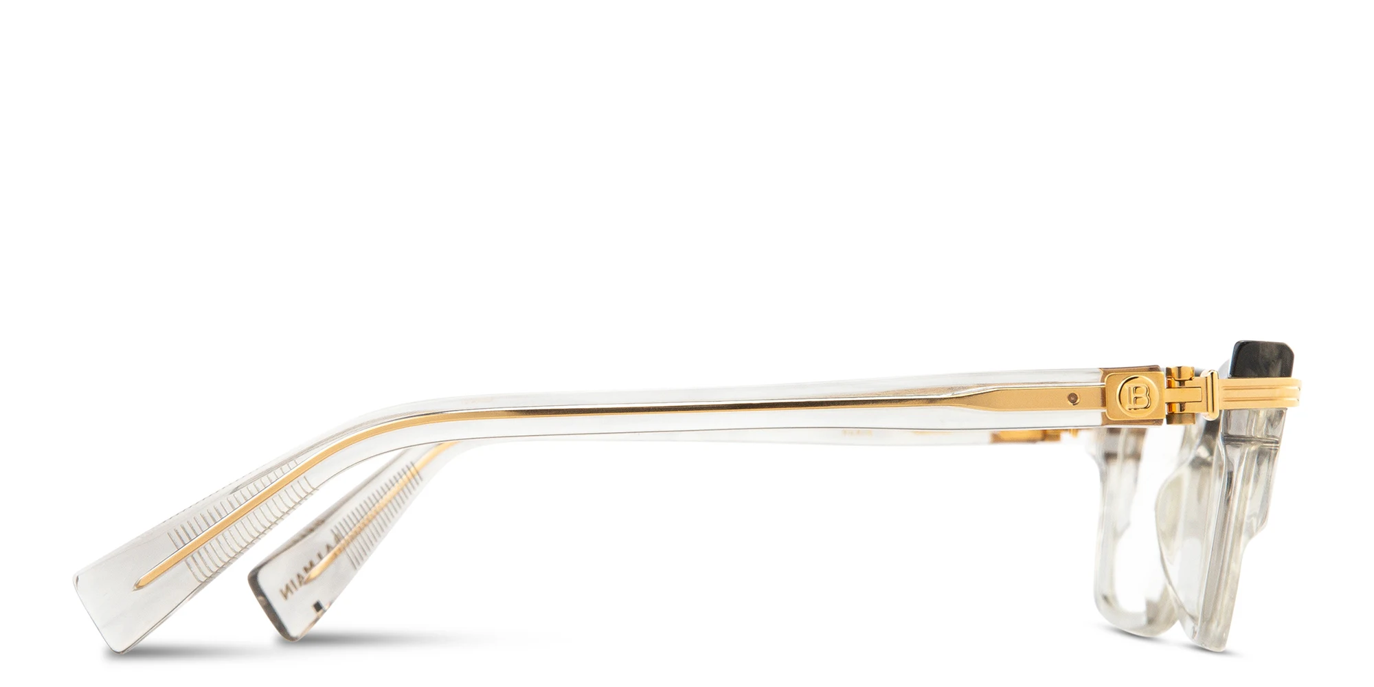 Shop BALMAIN Unisex Rectangle Eyeglasses in Clear online.