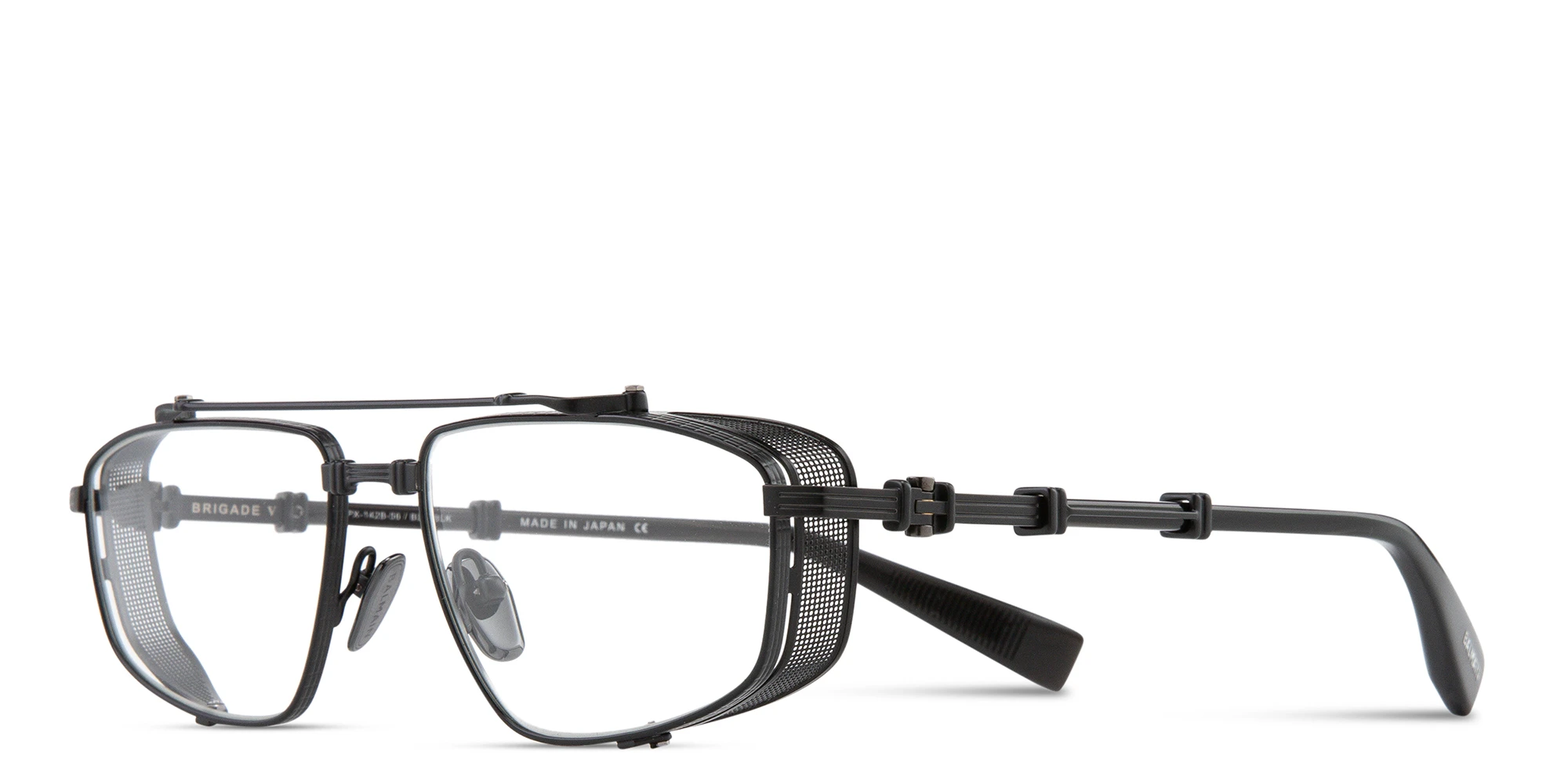Shop BALMAIN Unisex Wide Aviator Eyeglasses in Black online.