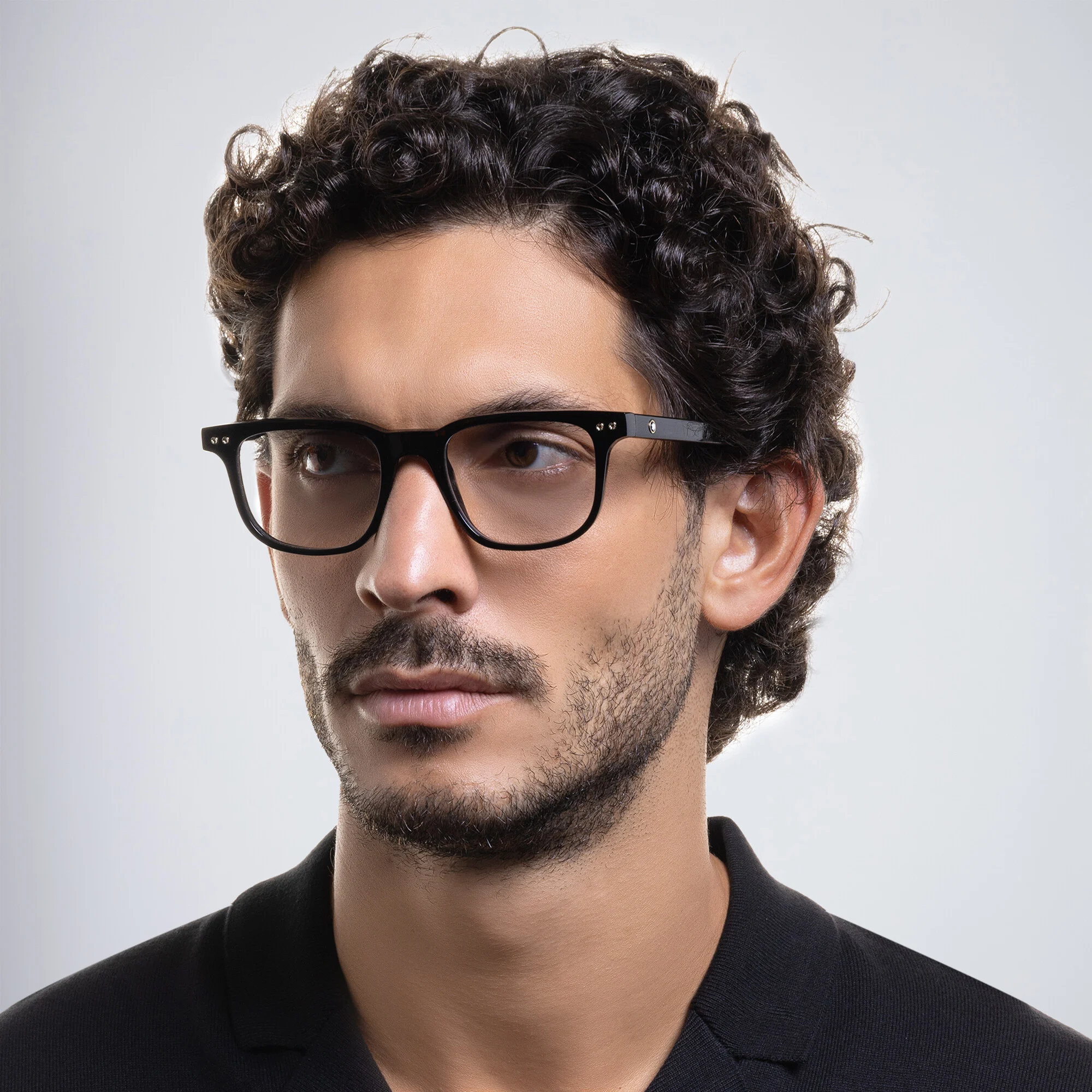 Shop MONTBLANC Square Eyeglasses in Black online.