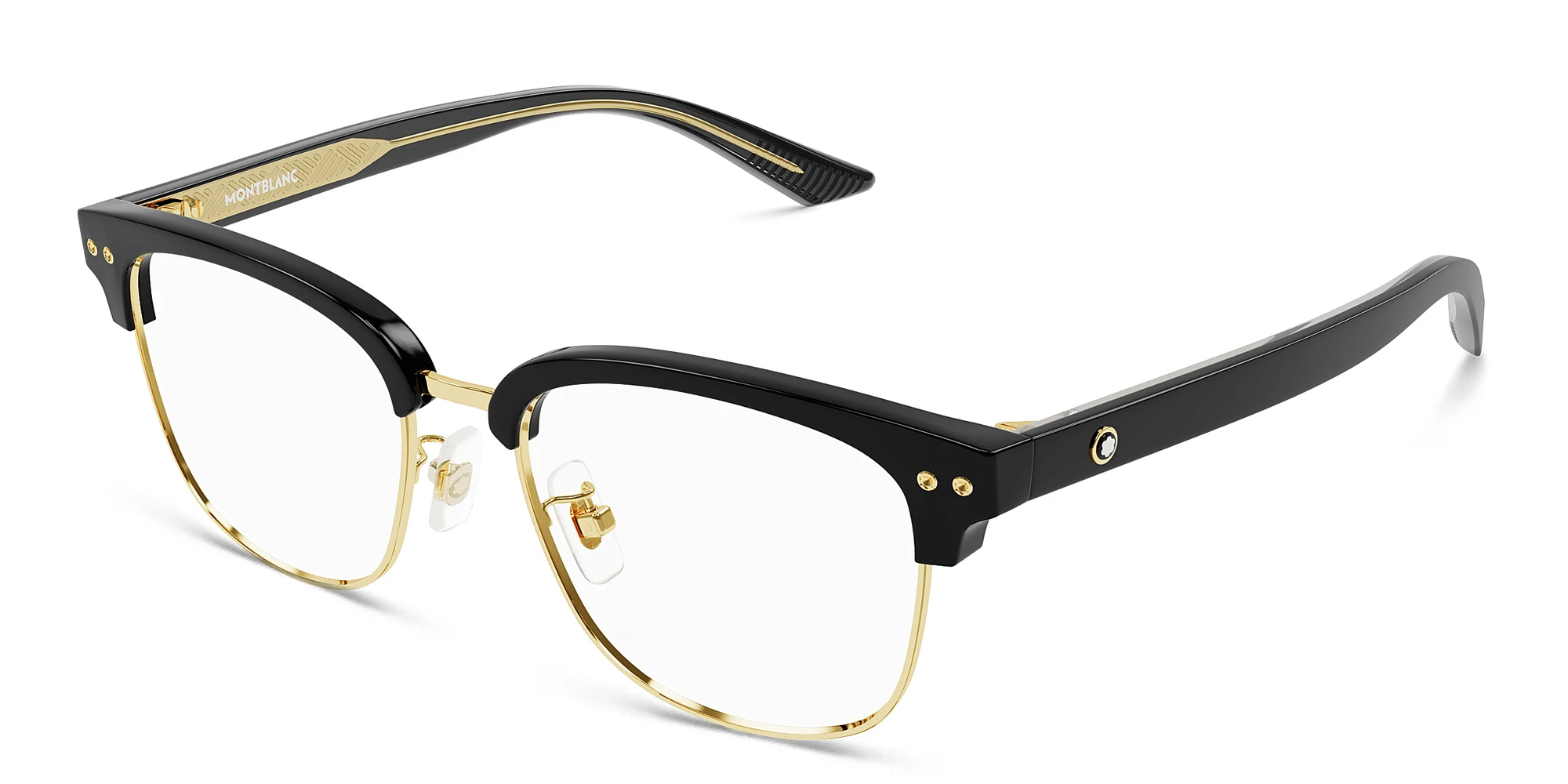 Shop MONTBLANC Square Eyeglasses in Black online.