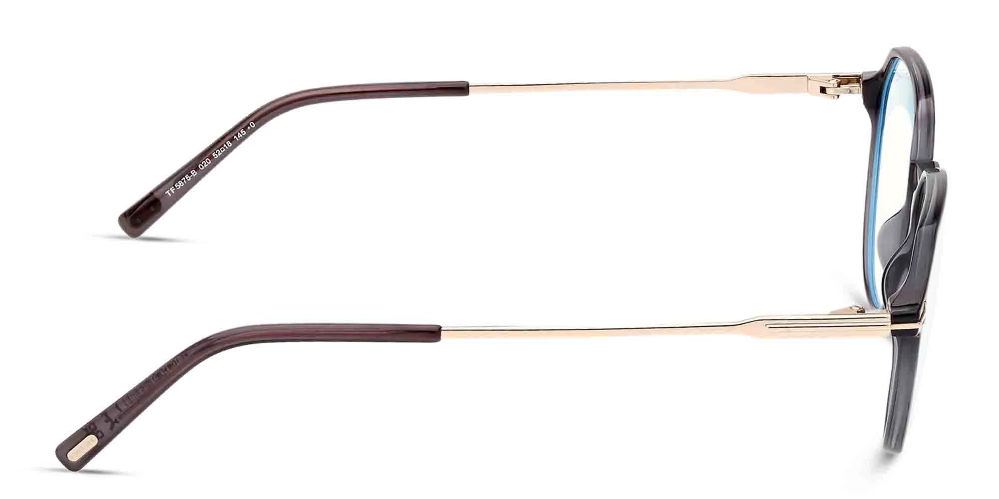 Shop TOM FORD Round Eyeglasses in Shiny Grey online.