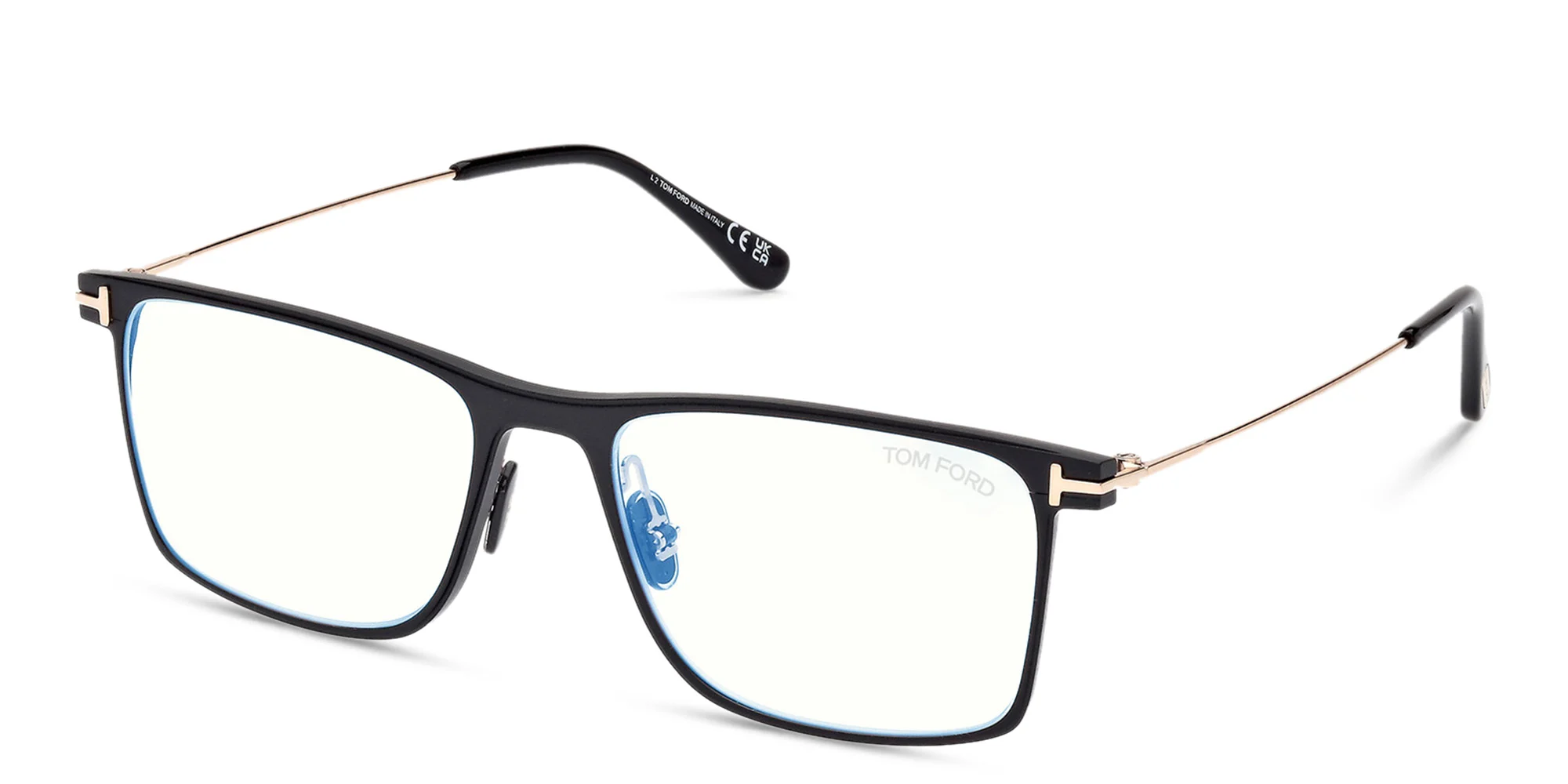 Shop TOM FORD Wide Square Eyeglasses in Matte Black online.
