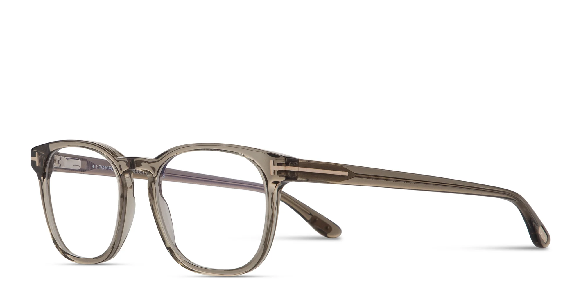 Shop TOM FORD T Logo Square Eyeglasses in Transparent Grey online.