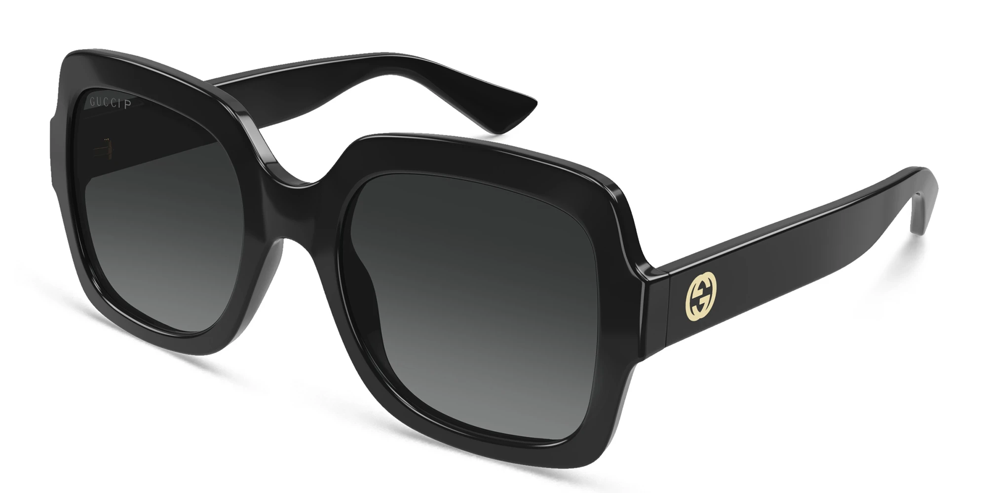 Shop GUCCI Oversized Square Sunglasses in Black online.
