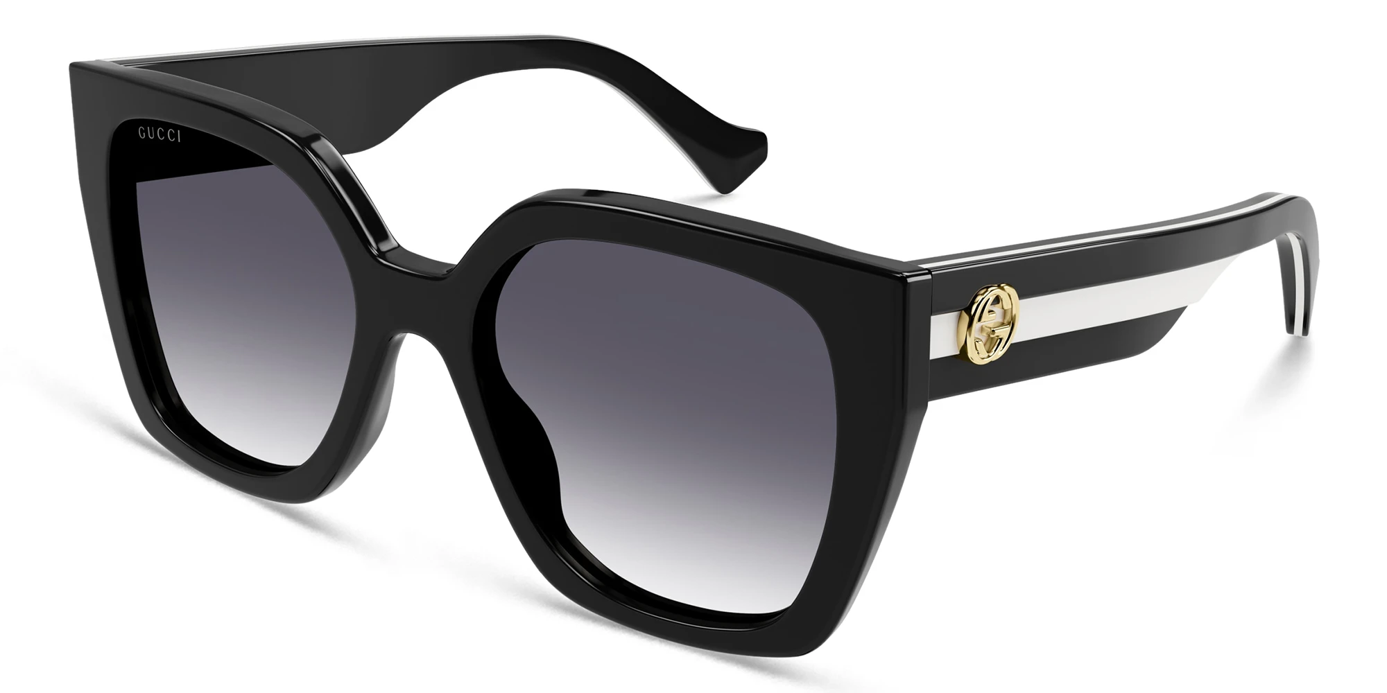 Shop GUCCI Oversized Square Sunglasses in Black online.