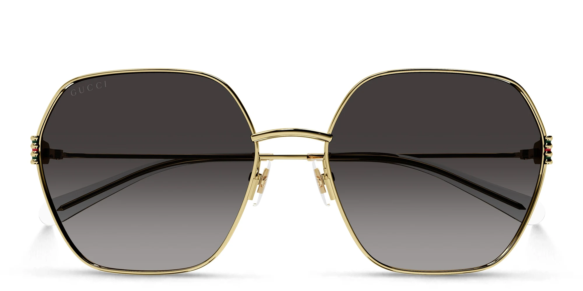 Shop GUCCI Irregular Sunglasses in Gold online.