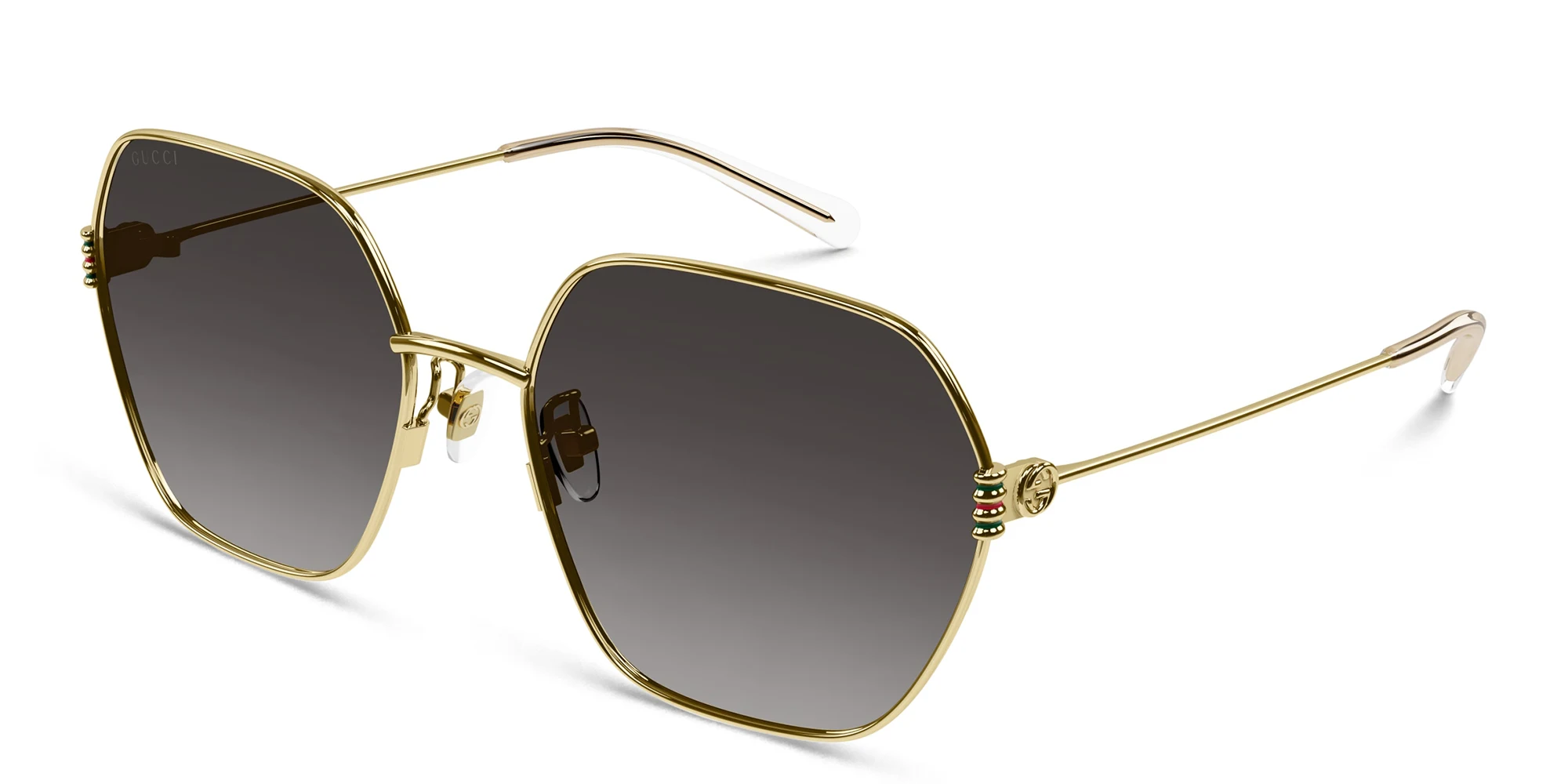 Shop GUCCI Irregular Sunglasses in Gold online.