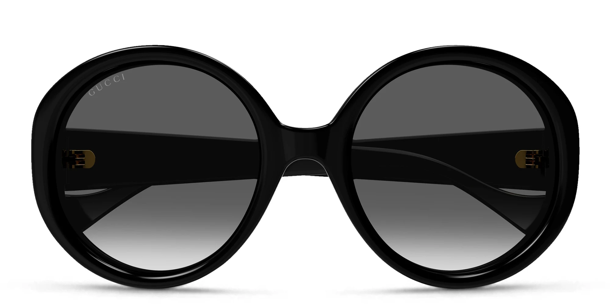 Shop GUCCI Oversized Round Sunglasses in Black online.
