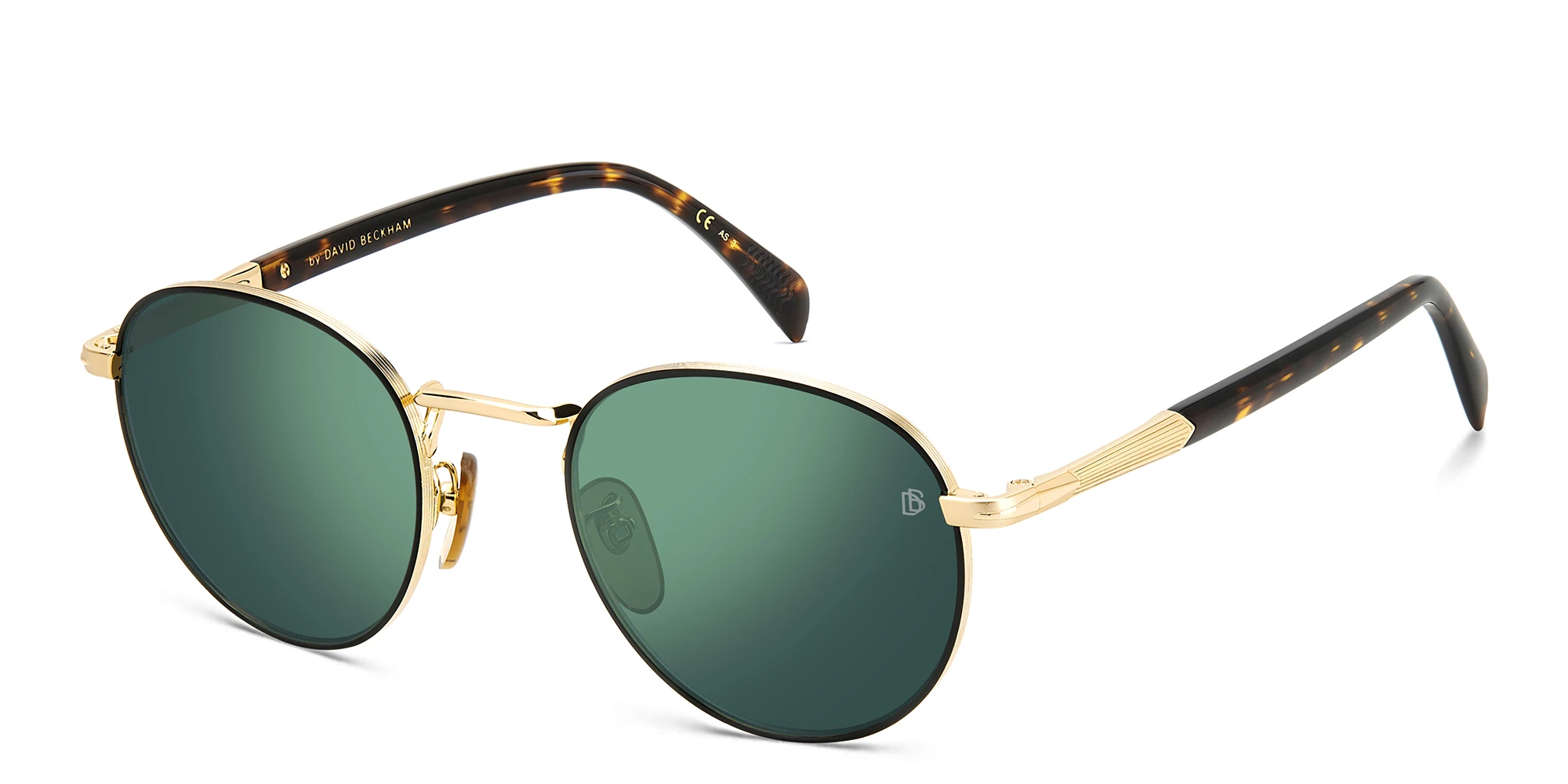 Shop DAVID BECKHAM Panthos Sunglasses in Matte Black Gold online.
