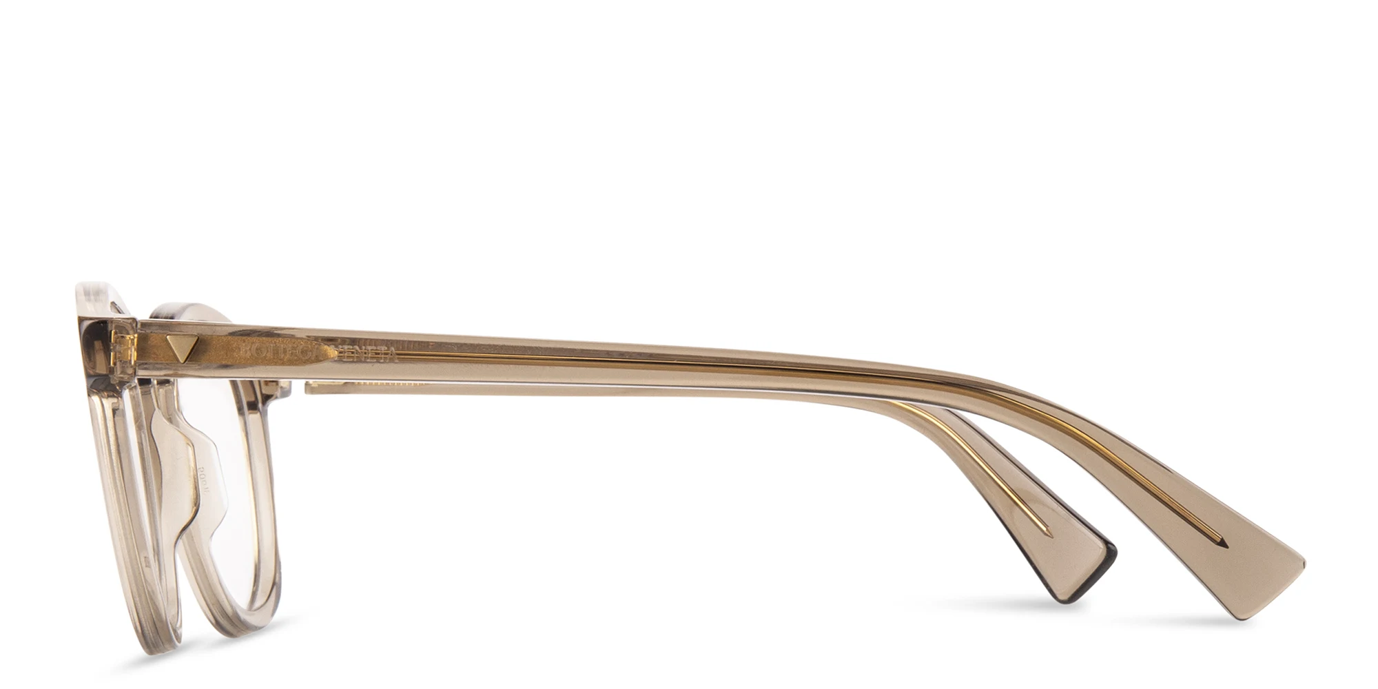 Shop BOTTEGA VENETA Unisex Round Eyeglasses in Brown online.