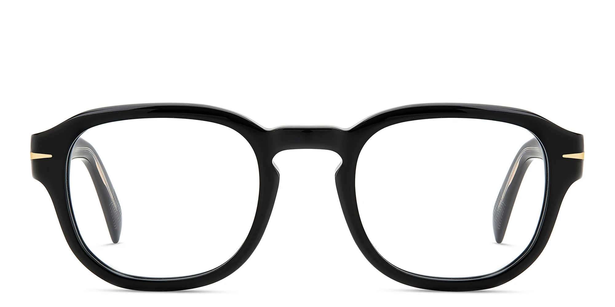 Shop DAVID BECKHAM Rectangle Eyeglasses in Black online.