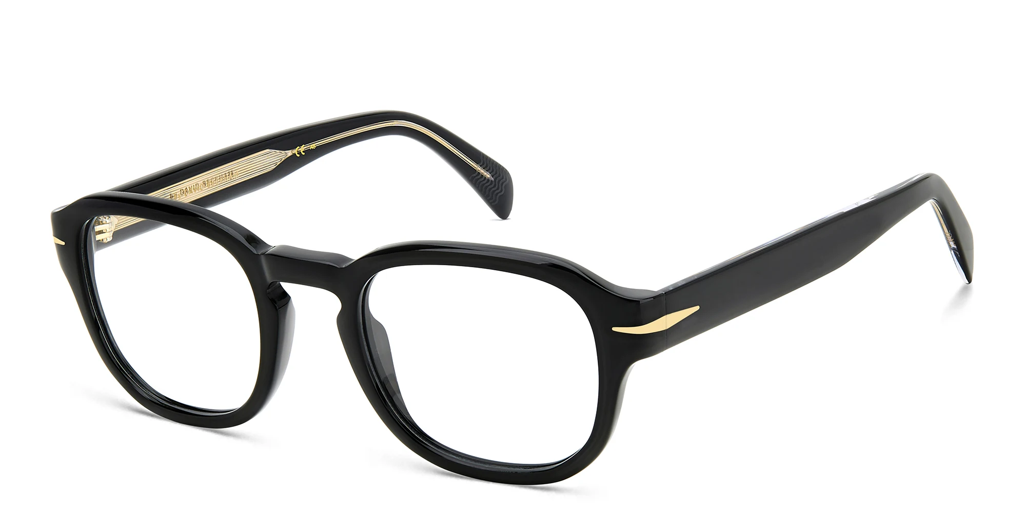 Shop DAVID BECKHAM Rectangle Eyeglasses in Black online.