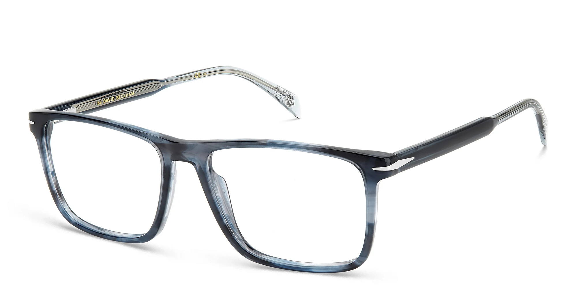 Shop DAVID BECKHAM Rectangle Eyeglasses in Striped Blue online.