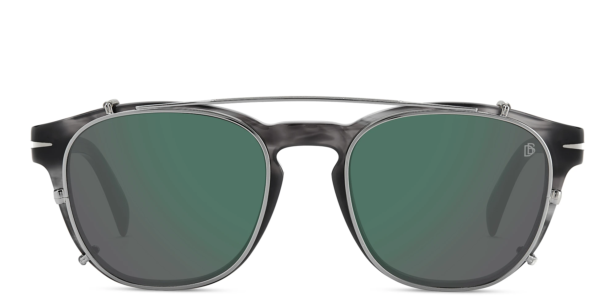 Shop DAVID BECKHAM Timeless Icons Square Eyeglasses in Grey Horn online.