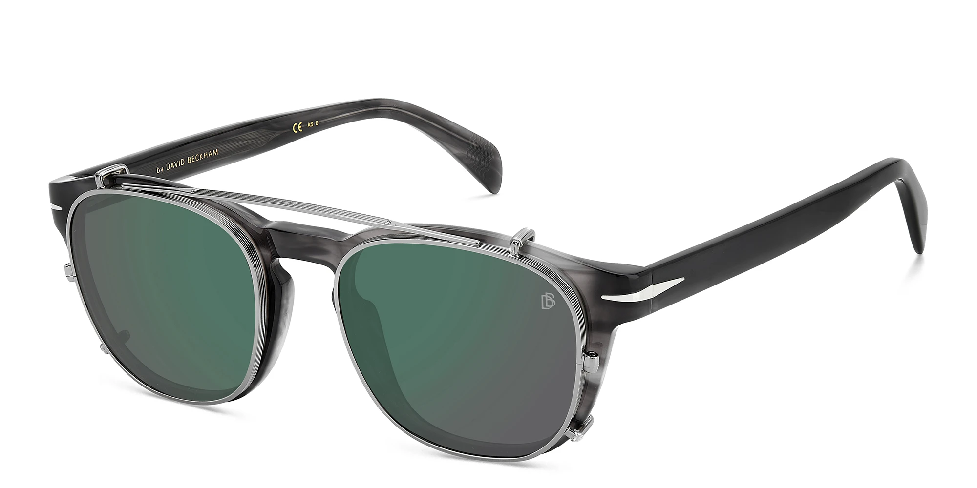 Shop DAVID BECKHAM Timeless Icons Square Eyeglasses in Grey Horn online.