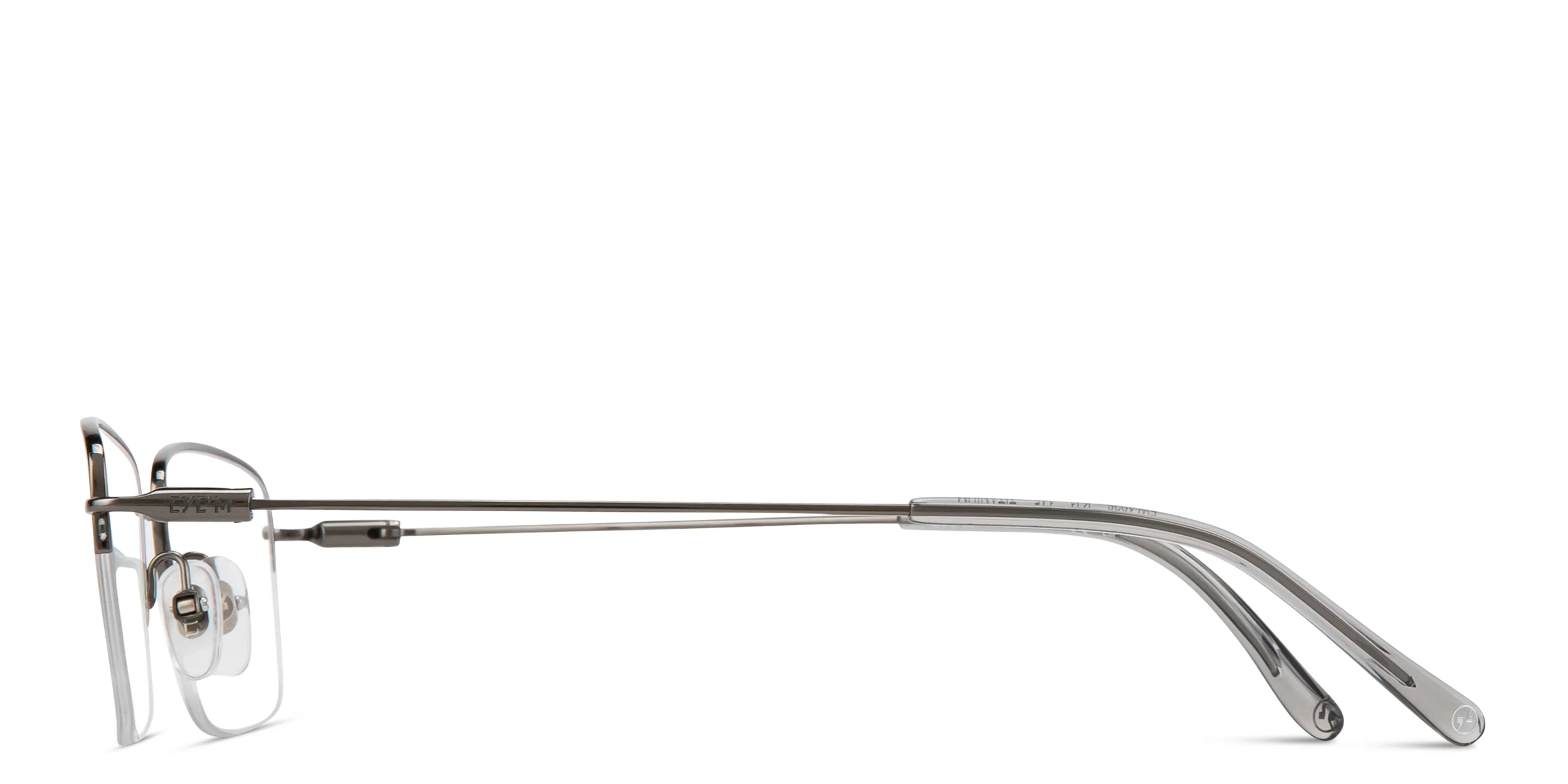Shop EYE'M Logo Half-Rim Rectangle Eyeglasses in Gunmetal online.